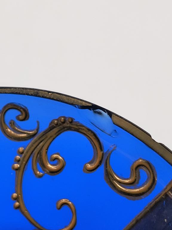 Zestaw filiżanek szklanych kobaltowych, Bohemia