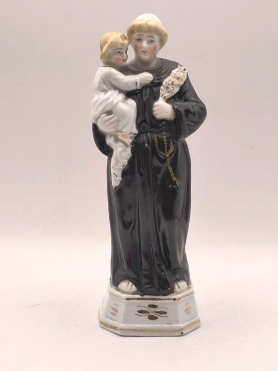 Stara figurka porcelanowa - Święty Antoni - okres międzywojenny