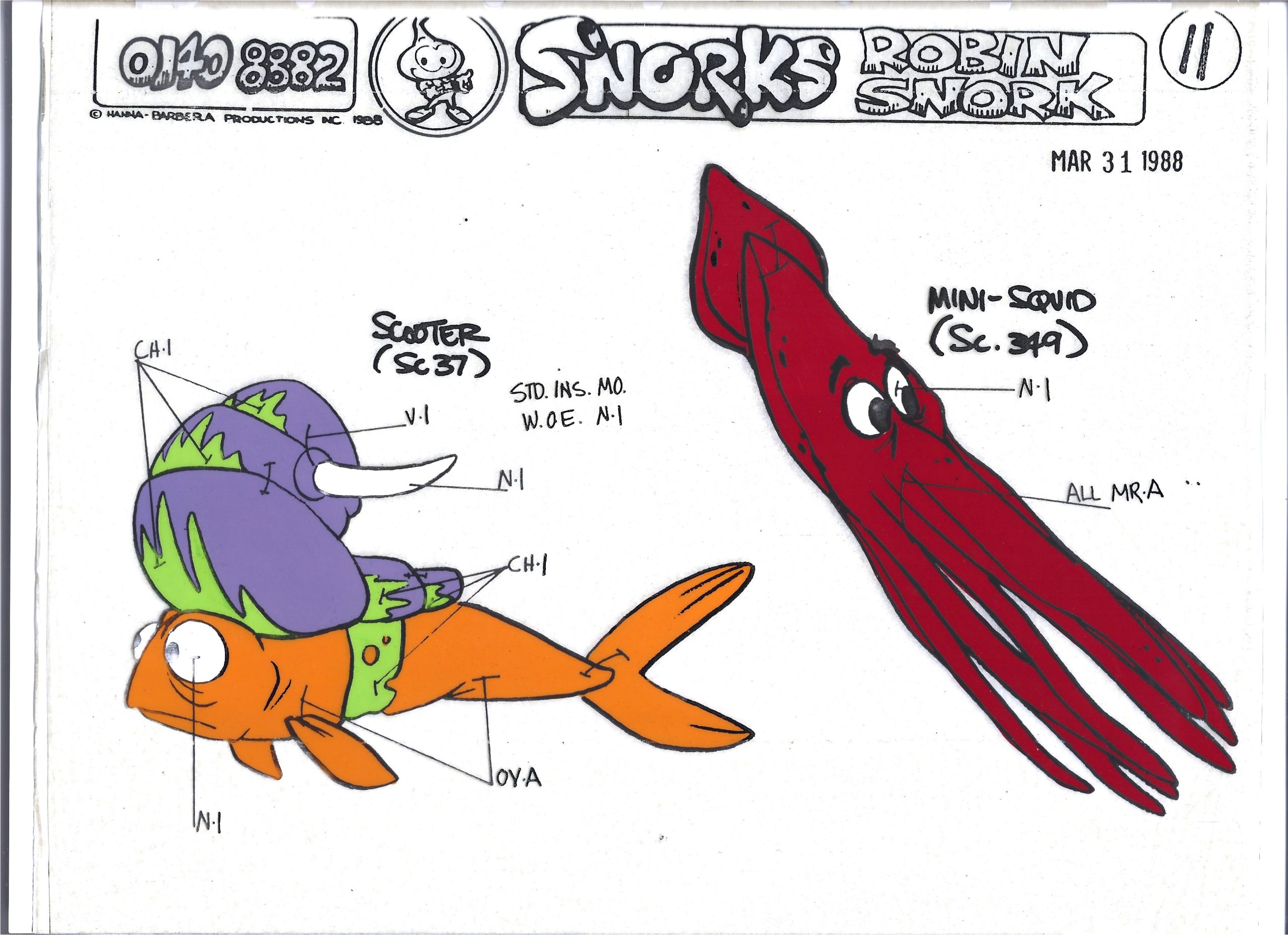 Folia animacyjna SNORKS – ROBIN SNORK: Scooter -1988 r.