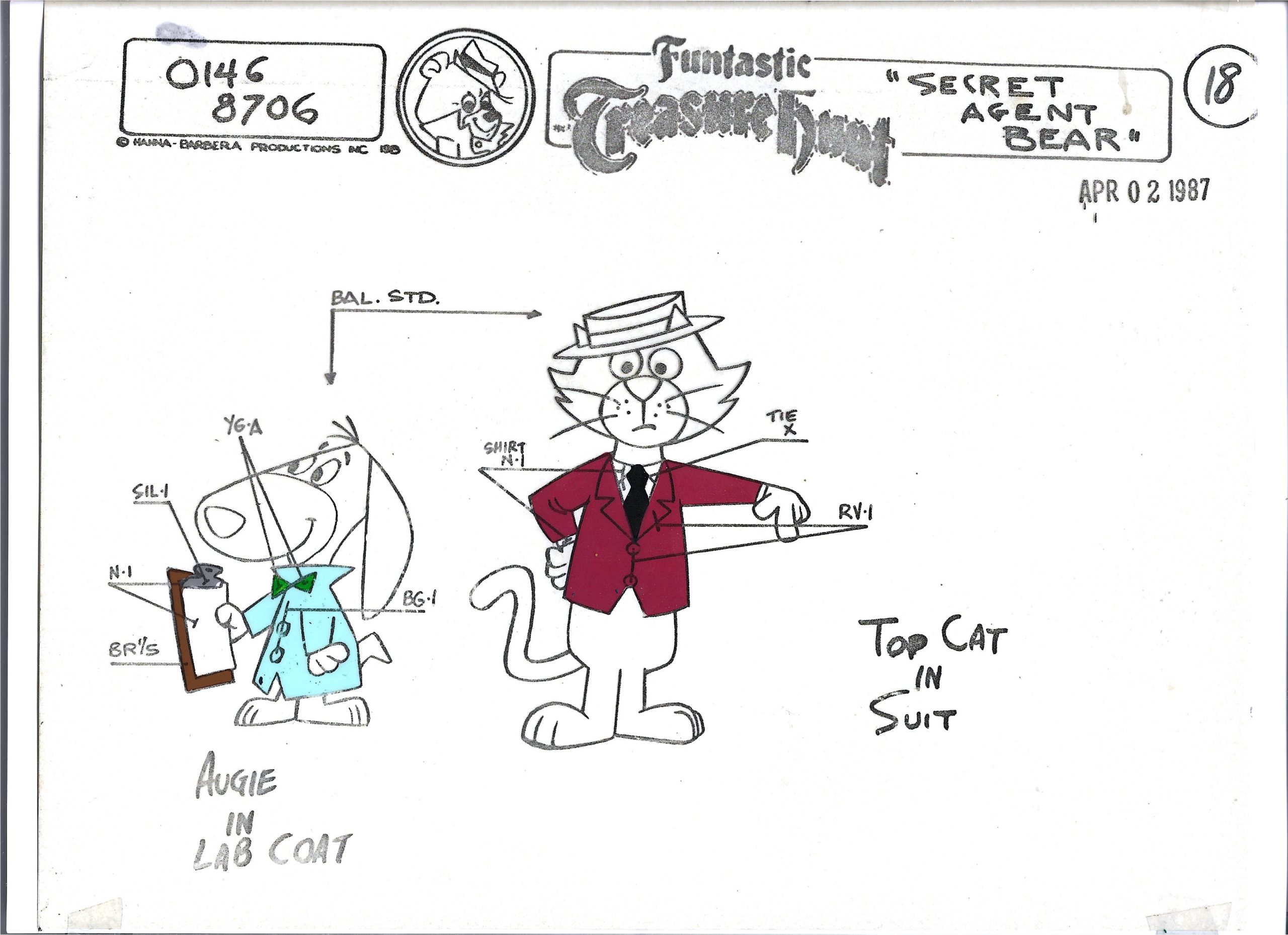 Folia animacyjna z bajki „MIŚ YOGI – TOP CAT IN SUIT oraz AUGIE IN LAB COAT” – Hanna-Barbera, 1987r.