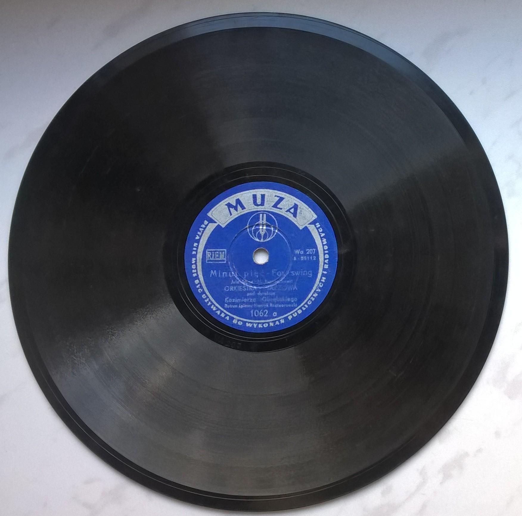 Płyta szelakowa Muza - Fox-swing: "Minut pięć" oraz "Pada deszcz"