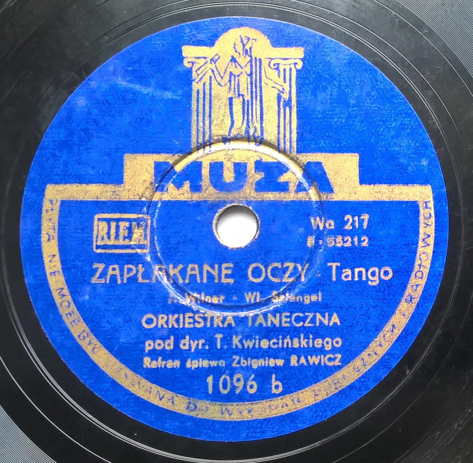 Płyta szelakowa Muza - Pasodoble "Corrida" oraz Tango "Zapłakane oczy"