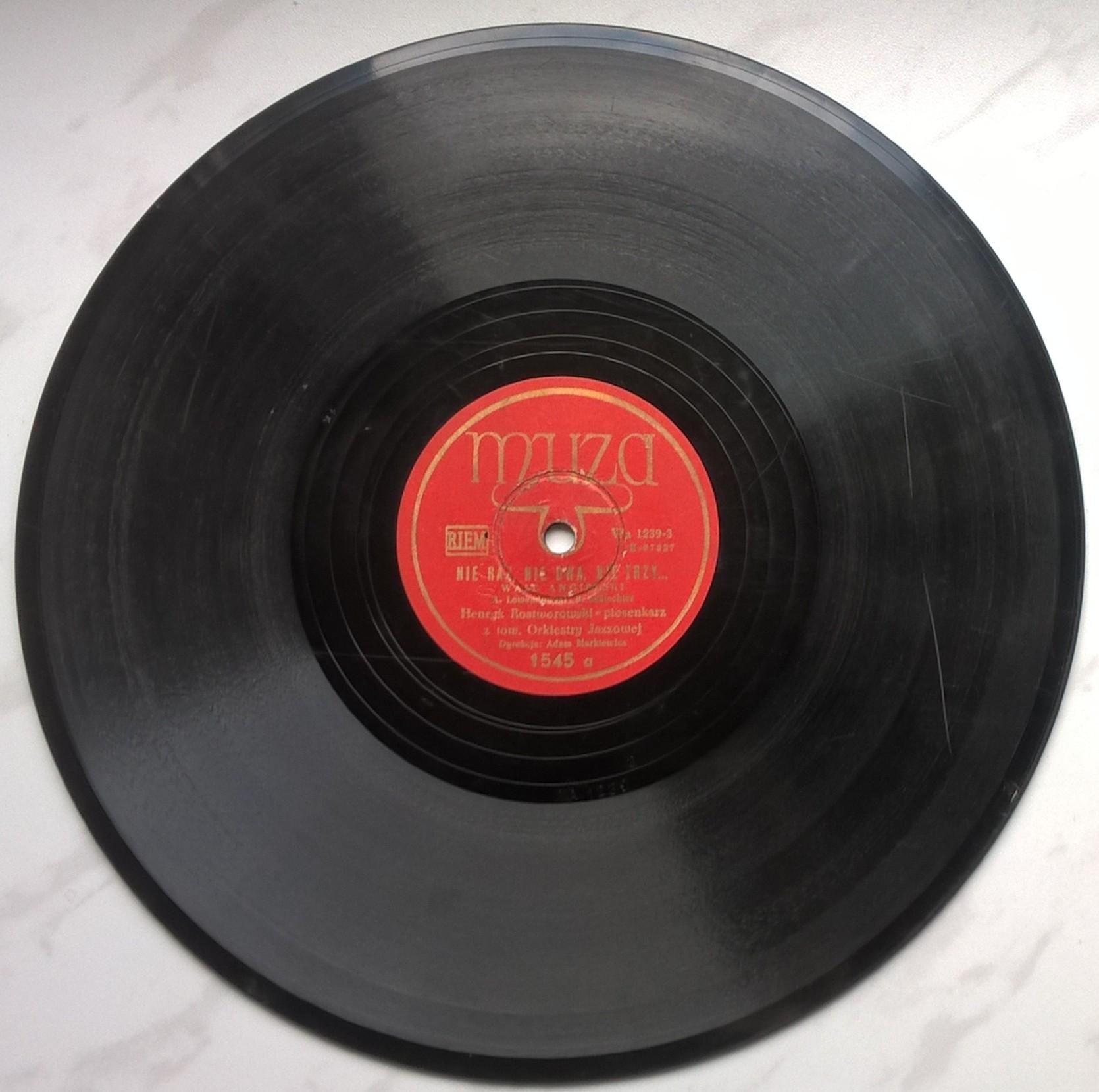 Płyta szelakowa Muza - walc angielski "Nie raz, nie dwa, nie trzy ..." oraz tango "Zakochany"