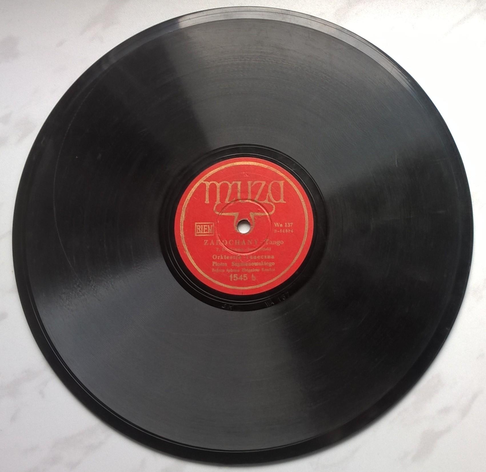Płyta szelakowa Muza - walc angielski "Nie raz, nie dwa, nie trzy ..." oraz tango "Zakochany"
