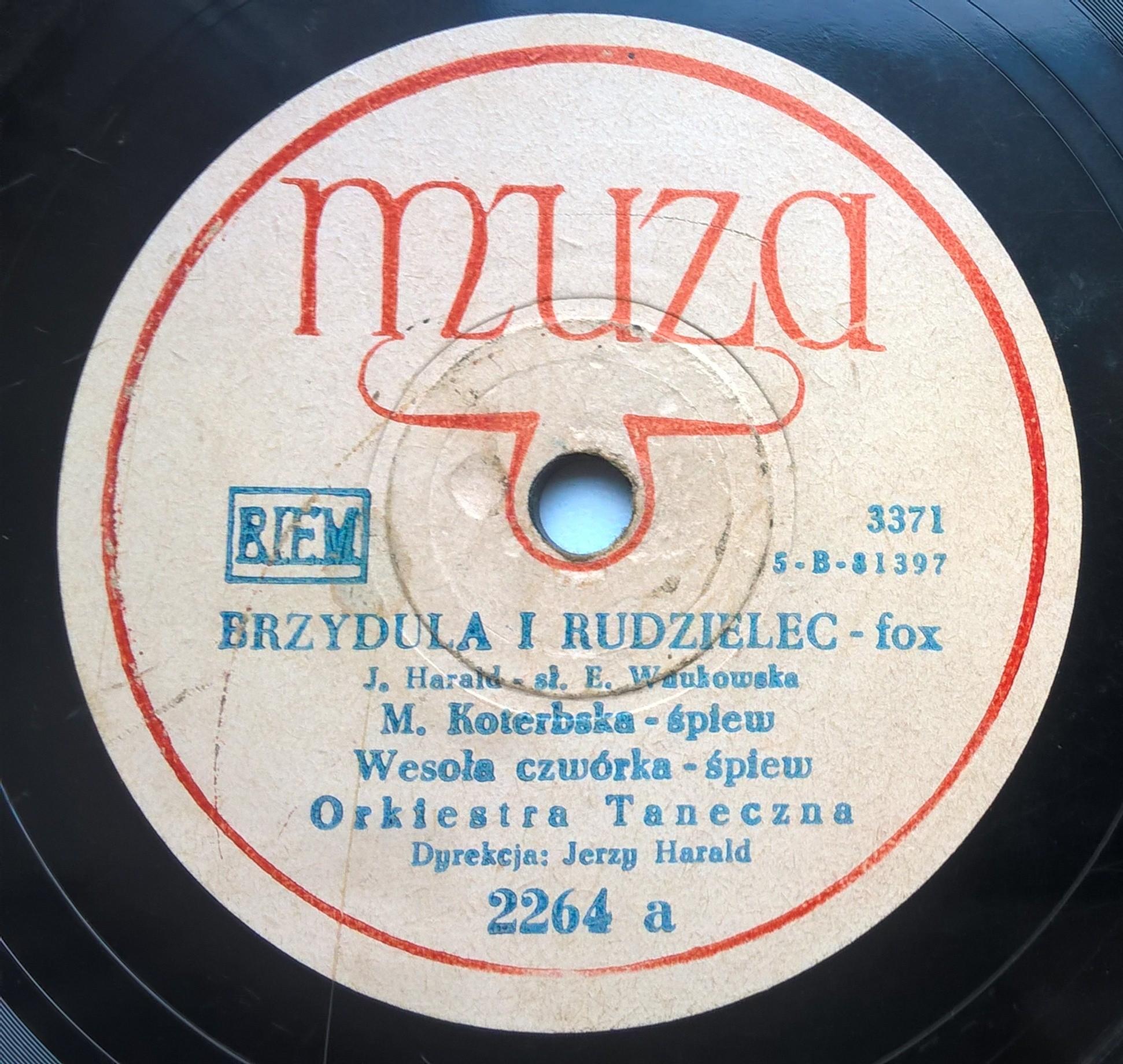 Płyta szelakowa Muza - fox: "Brzydula i rudzielec" Maria Koterbska oraz "Rozbawiony"