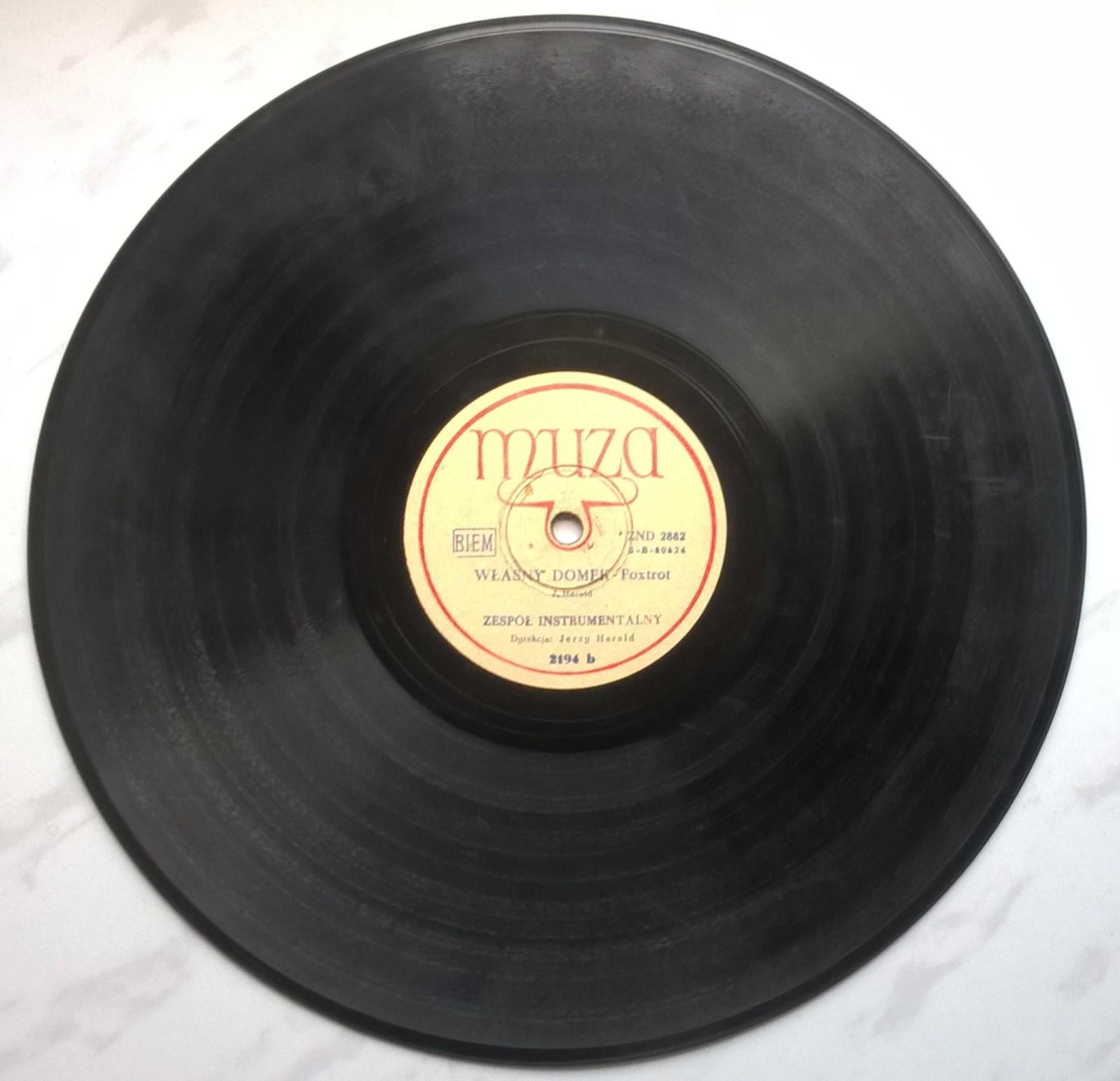 Płyta szelakowa Muza - piosenki Jerzego Haralda: "Wrocławska piosenka" śpiewa Maria Koterbska oraz foxtrot "Własny domek"
