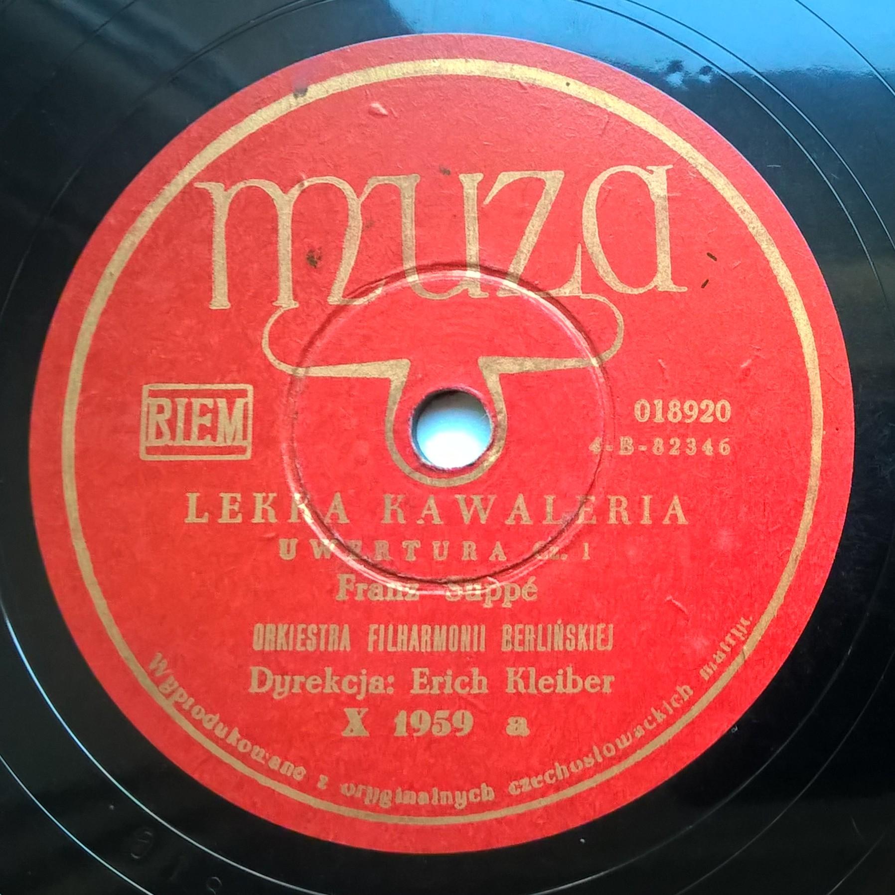 Płyta szelakowa Muza - Uwertura "Lekka Kawaleria" Franz Suppe