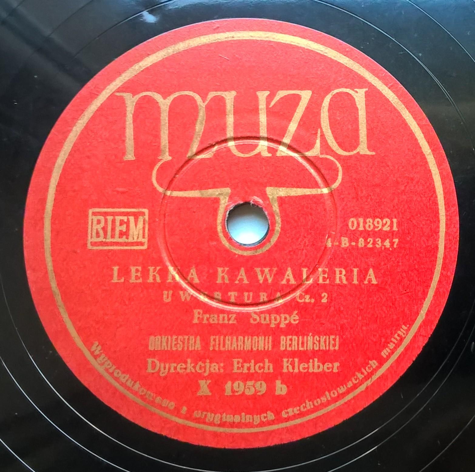 Płyta szelakowa Muza - Uwertura "Lekka Kawaleria" Franz Suppe