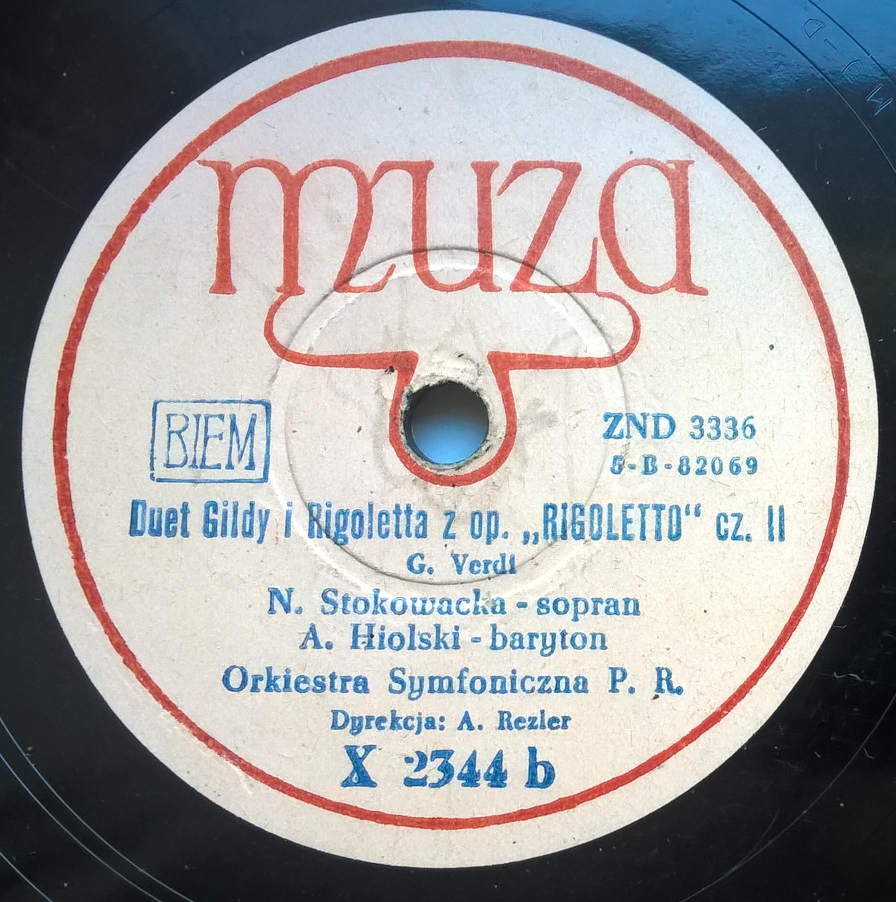 Płyta szelakowa Muza - Duet Gildy i Rigoletta z op. "RIGOLETTO" Giuseppe Verdi