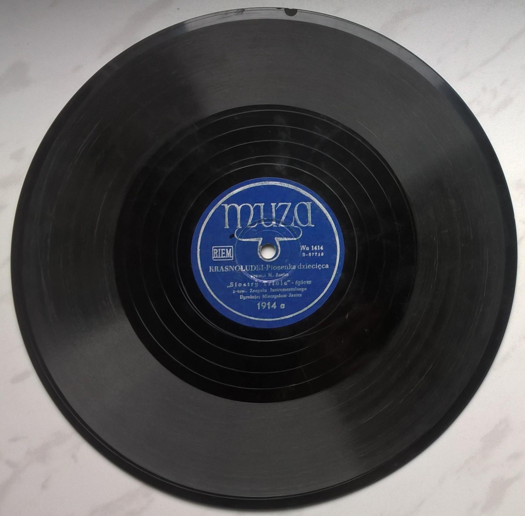 Płyta szelakowa Muza - Piosenka dziecięca "KRASNOLUDKI" oraz Polka śląska "GOŁĄBEK"