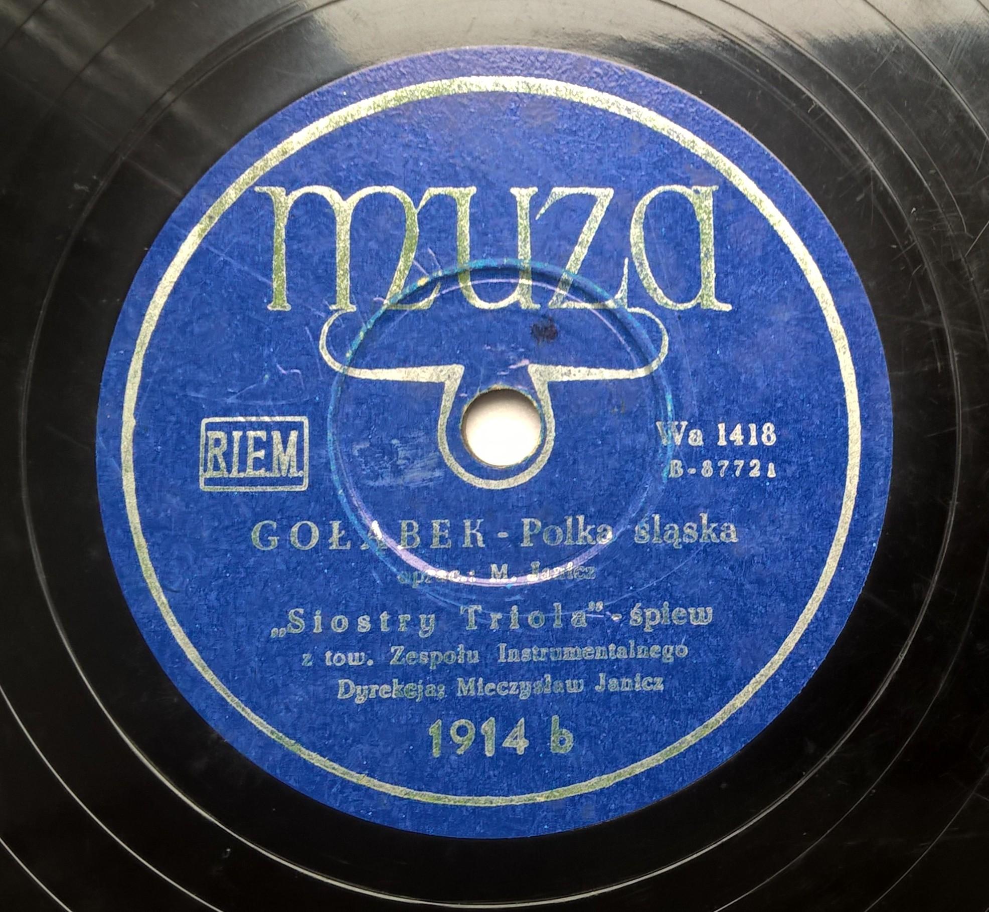 Płyta szelakowa Muza - Piosenka dziecięca "KRASNOLUDKI" oraz Polka śląska "GOŁĄBEK"