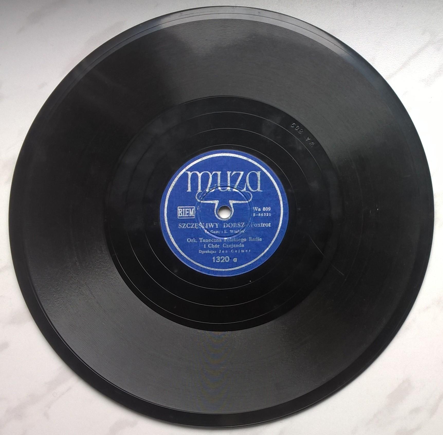 Płyta szelakowa Muza - foxtrot "Szczęśliwy dorsz" oraz rumba "Przeznaczenie"