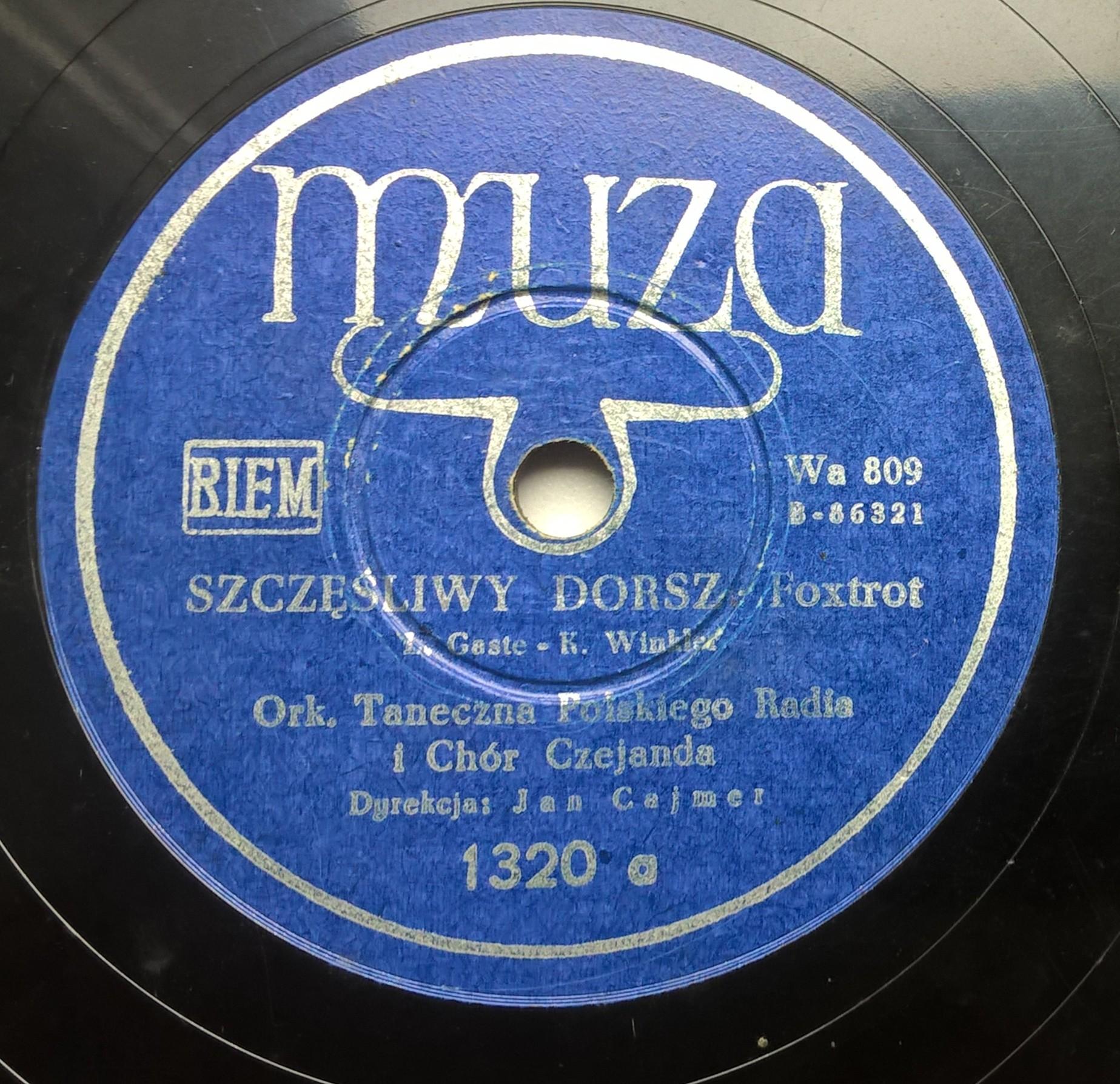 Płyta szelakowa Muza - foxtrot "Szczęśliwy dorsz" oraz rumba "Przeznaczenie"