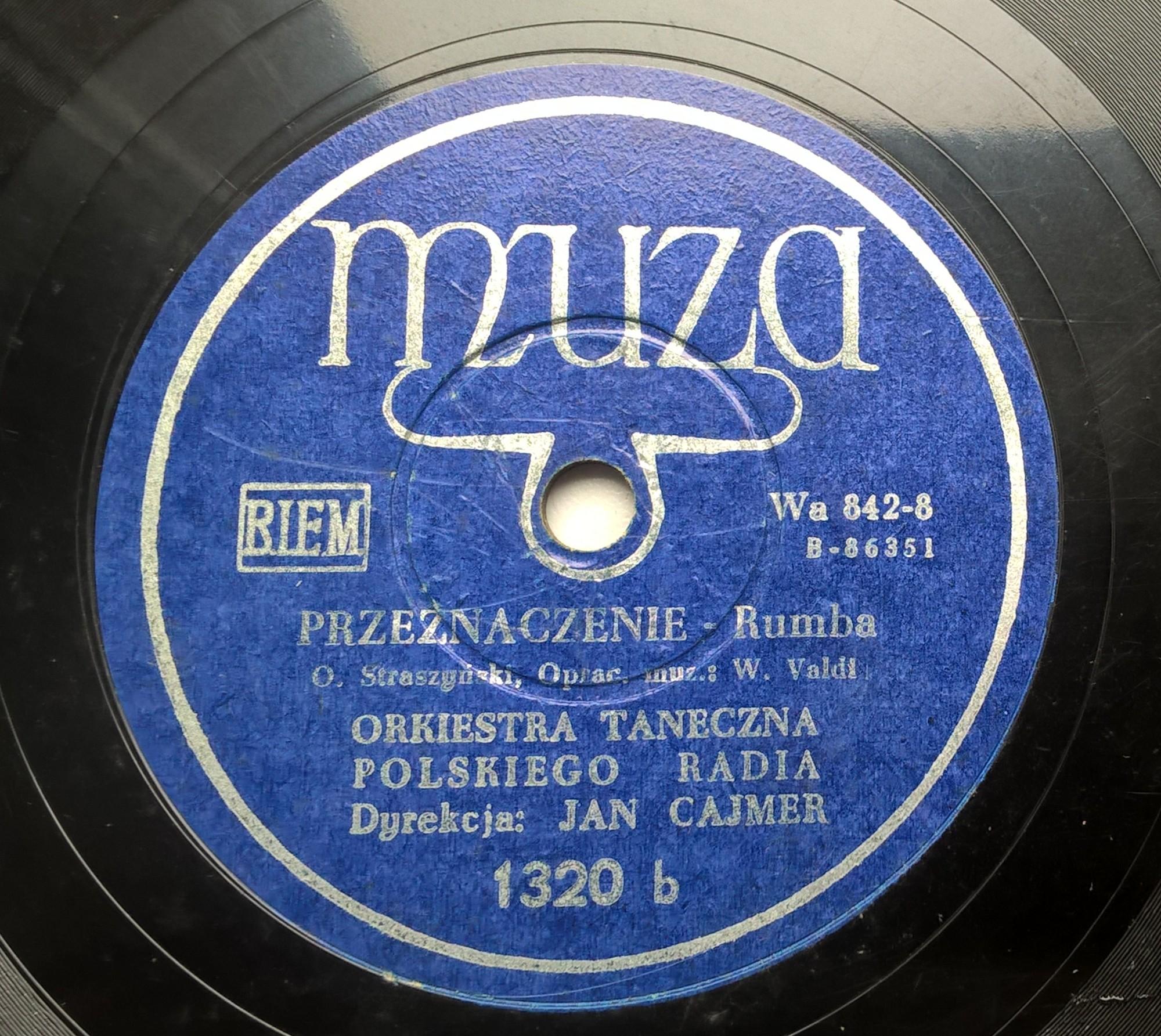 Płyta szelakowa Muza - foxtrot "Szczęśliwy dorsz" oraz rumba "Przeznaczenie"