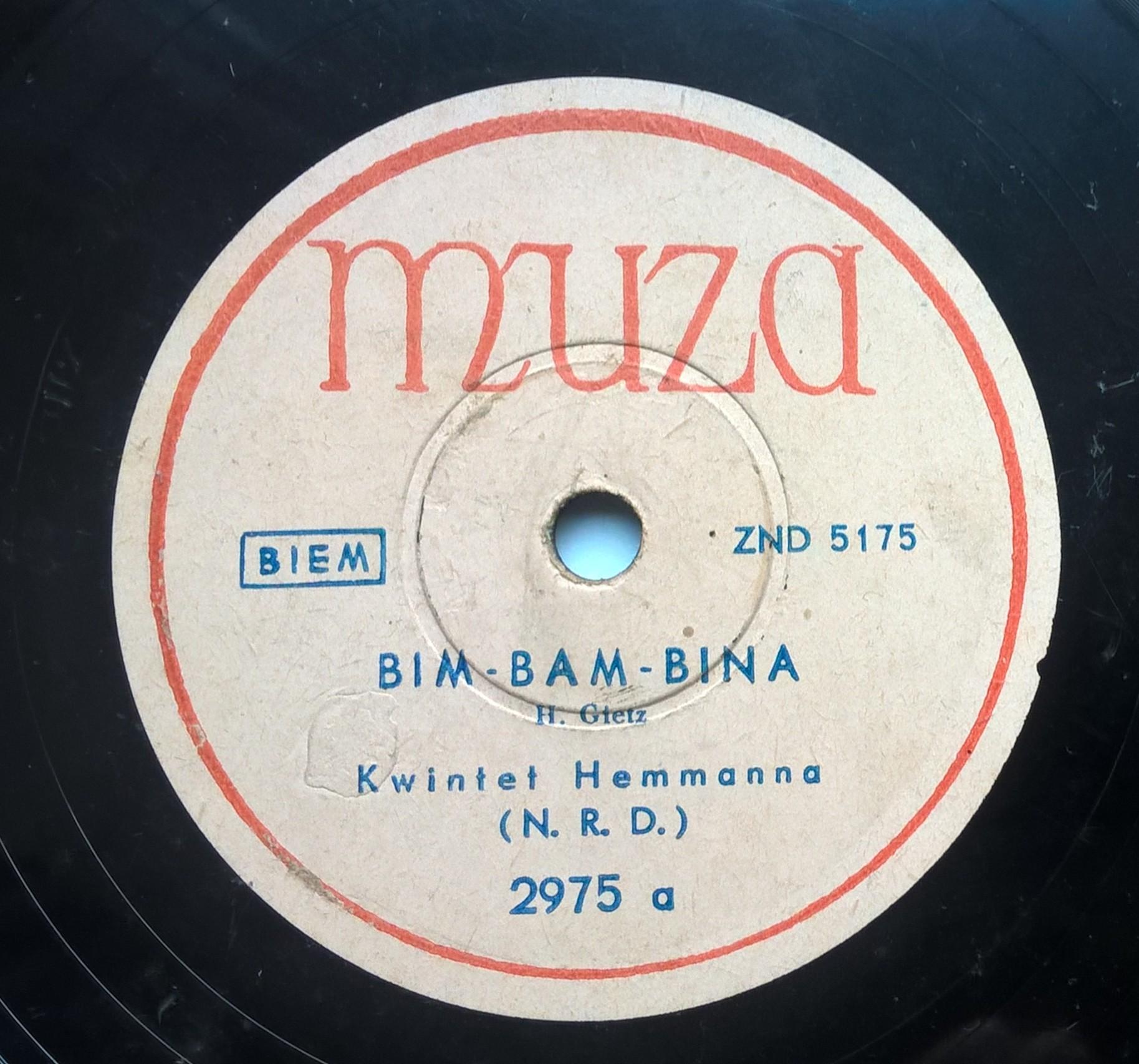 Płyta szelakowa Muza - "Bim-Bam-Bina" oraz "Mundharmonika Boogie"