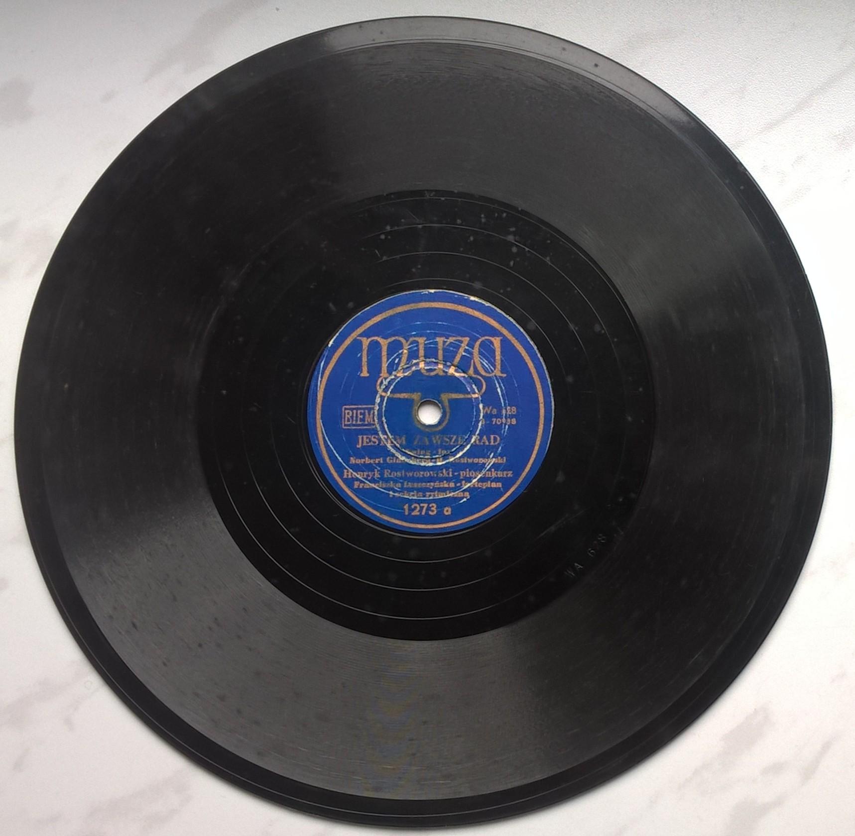 Płyta szelakowa Muza - Swing-fox "Jestem zawsze rad" oraz Fox-piosenka "La - la - la - la"