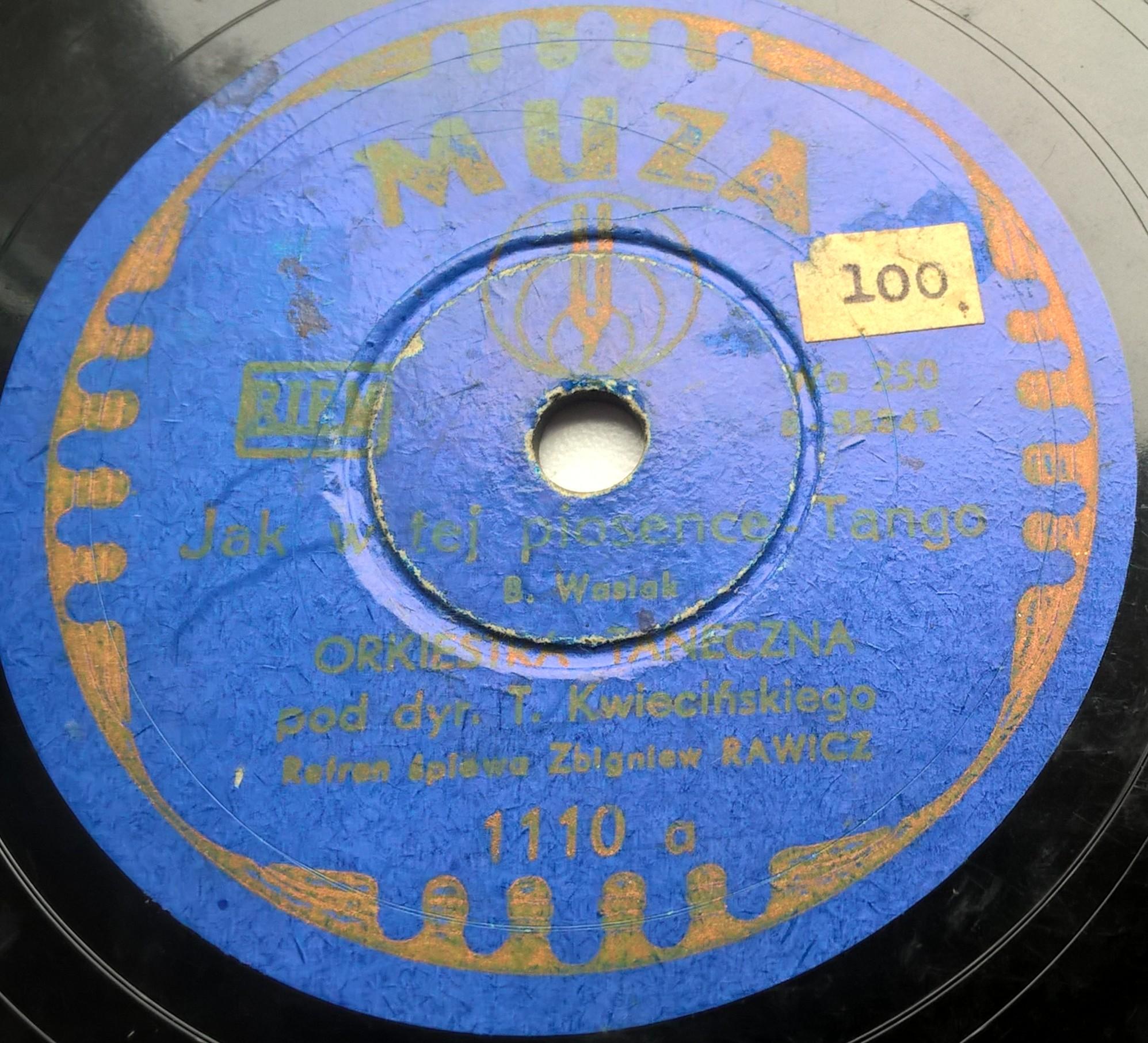 Płyta szelakowa Muza - tango: "Jak w tej piosence" oraz "Daj mi tę różę"