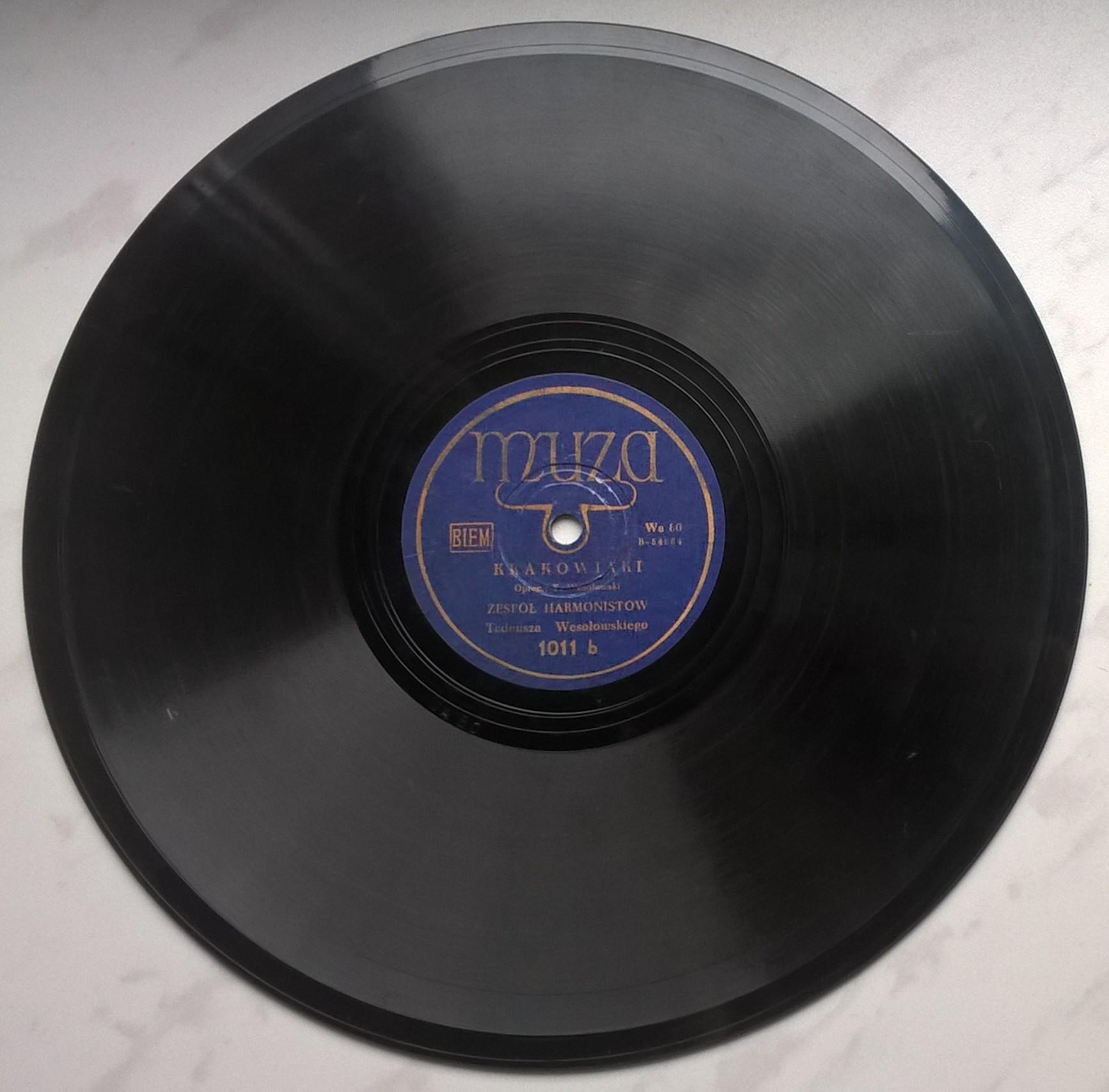 Płyta szelakowa Muza - Walczyk "NAD NAROCZĄ" oraz "KRAKOWIAKI" - Zespół Harmonistów