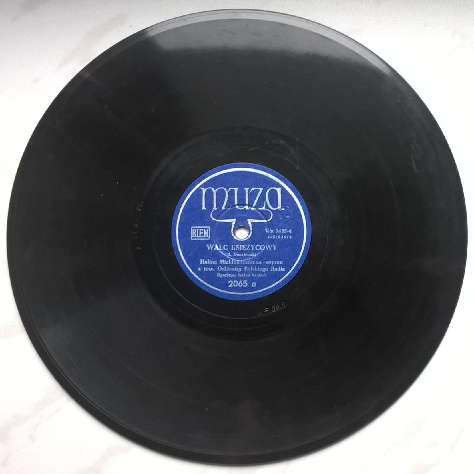 Płyta szelakowa Muza - "Walc księżycowy" oraz "Majowy wieczór" - śpiewa H. Mickiewiczówna