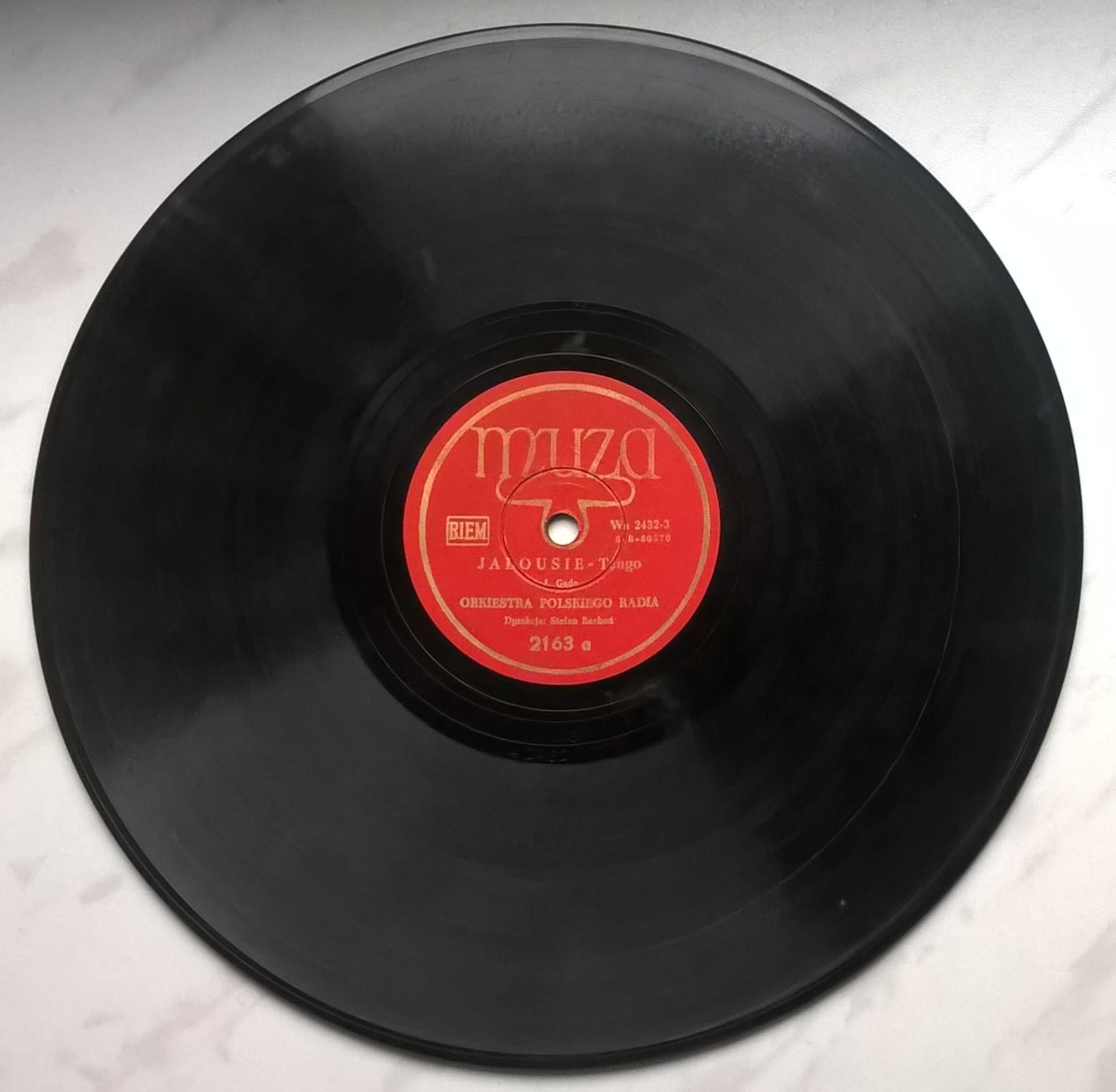 Płyta szelakowa Muza - Tango "Jalousie" oraz walc z opt. "Książę z Thule"