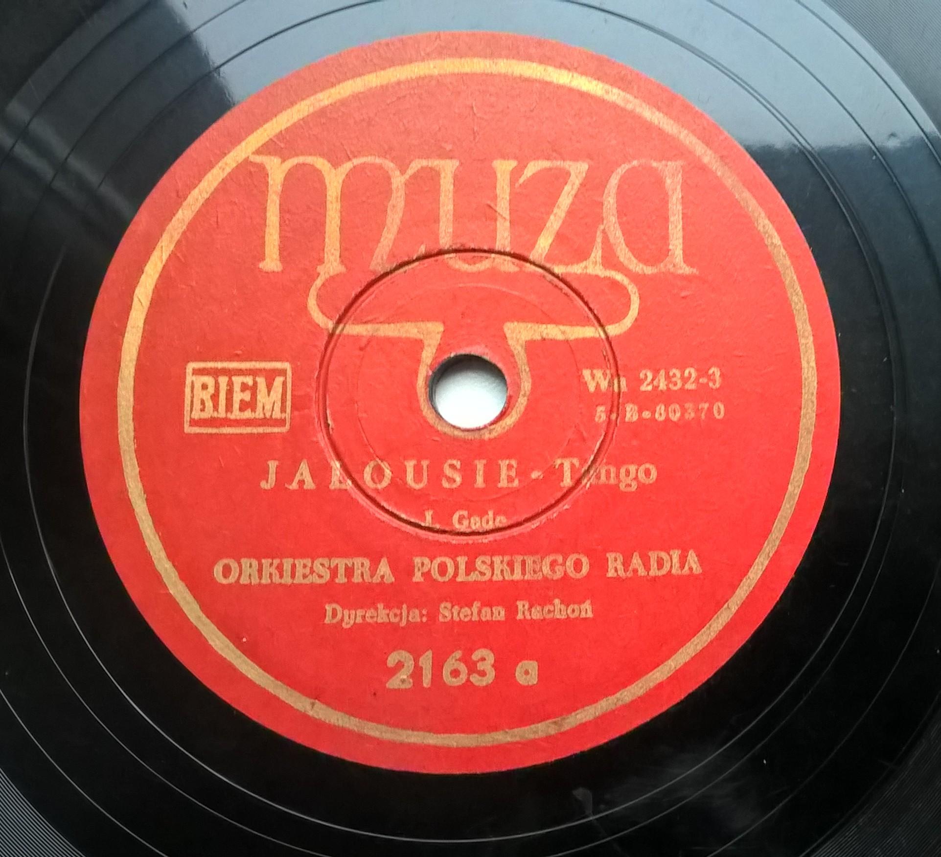 Płyta szelakowa Muza - Tango "Jalousie" oraz walc z opt. "Książę z Thule"