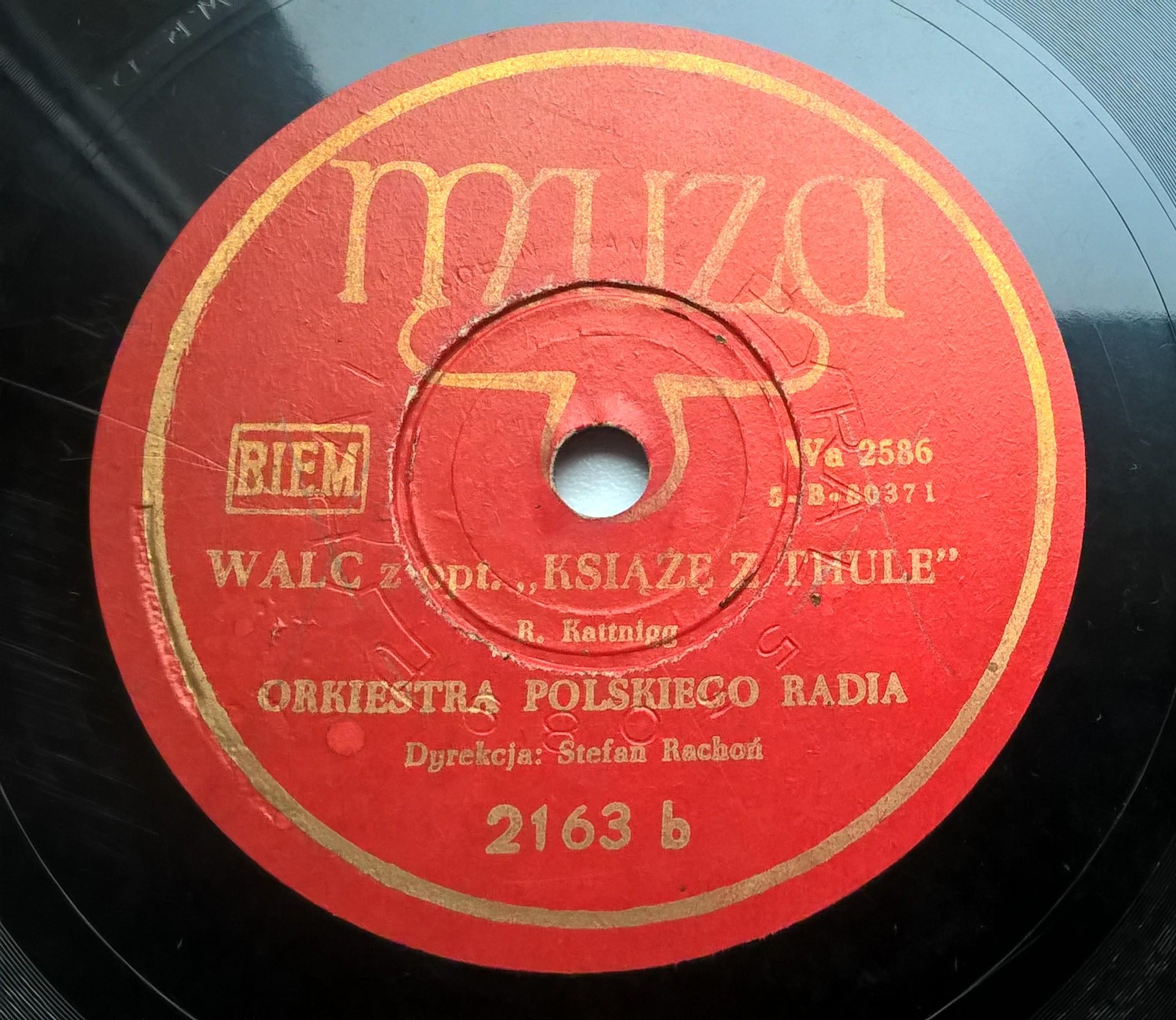 Płyta szelakowa Muza - Tango "Jalousie" oraz walc z opt. "Książę z Thule"