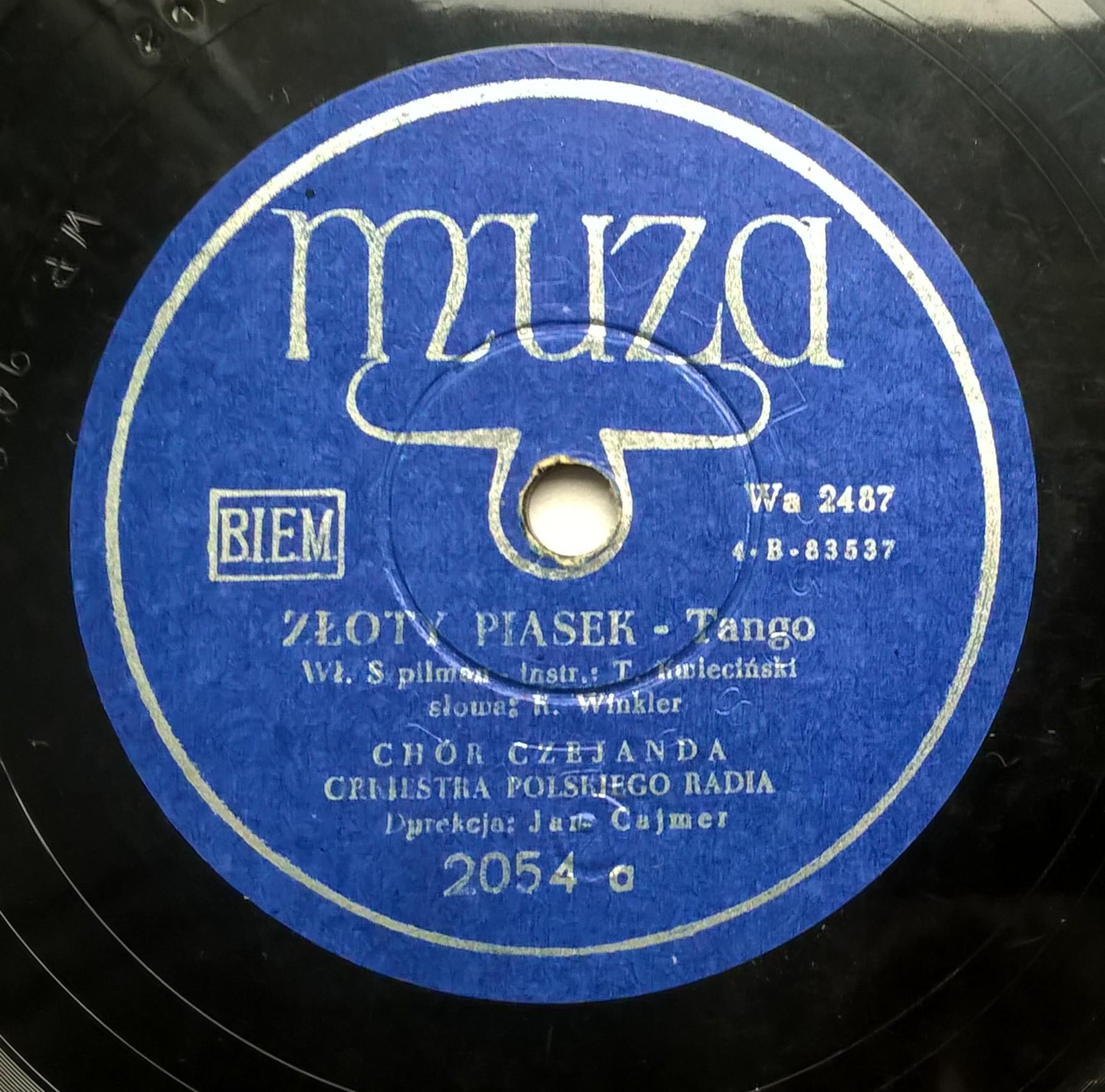 Płyta szelakowa Muza - tango "Złoty piasek" oraz polka "Dobry fach" - Władysław Szpilman