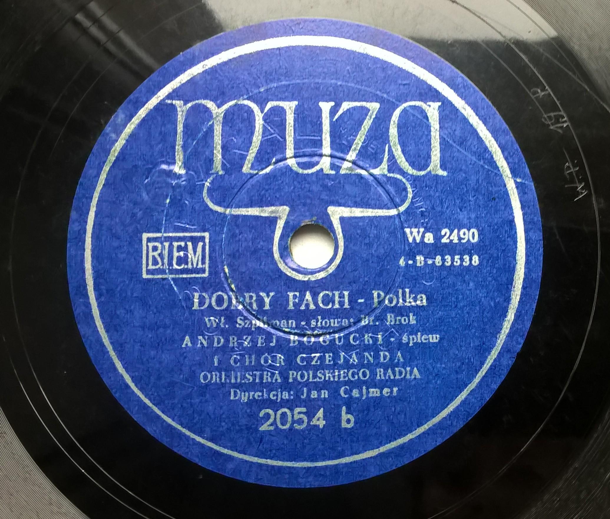 Płyta szelakowa Muza - tango "Złoty piasek" oraz polka "Dobry fach" - Władysław Szpilman