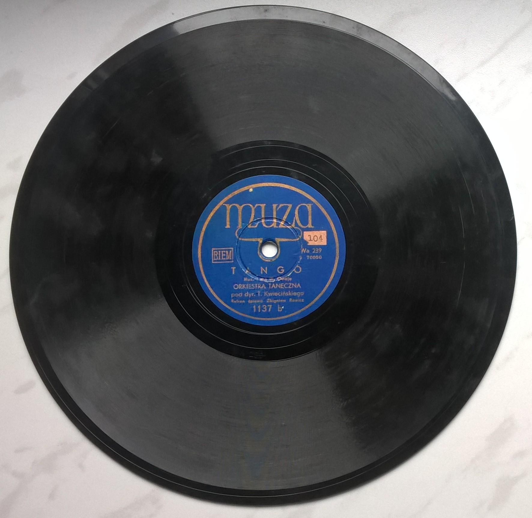Płyta szelakowa Muza - tango: "Zwróć mi moje litery" oraz "Tango"