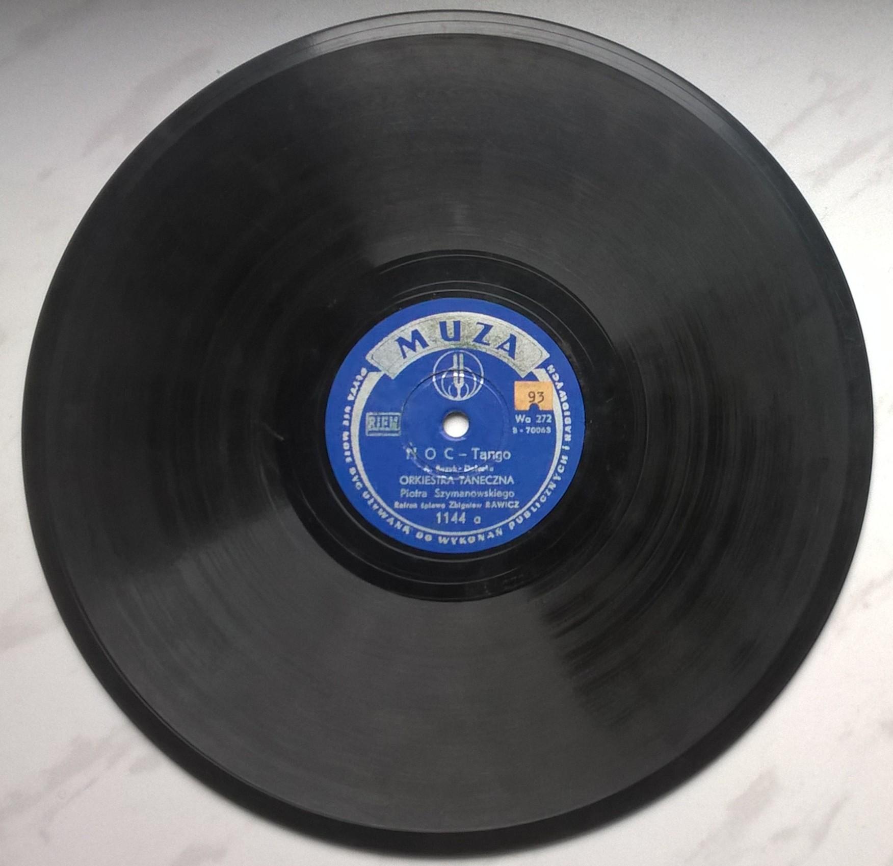 Płyta szelakowa Muza - tango "Noc" oraz walc angielski "Gdy miłość obudzi się w nas"