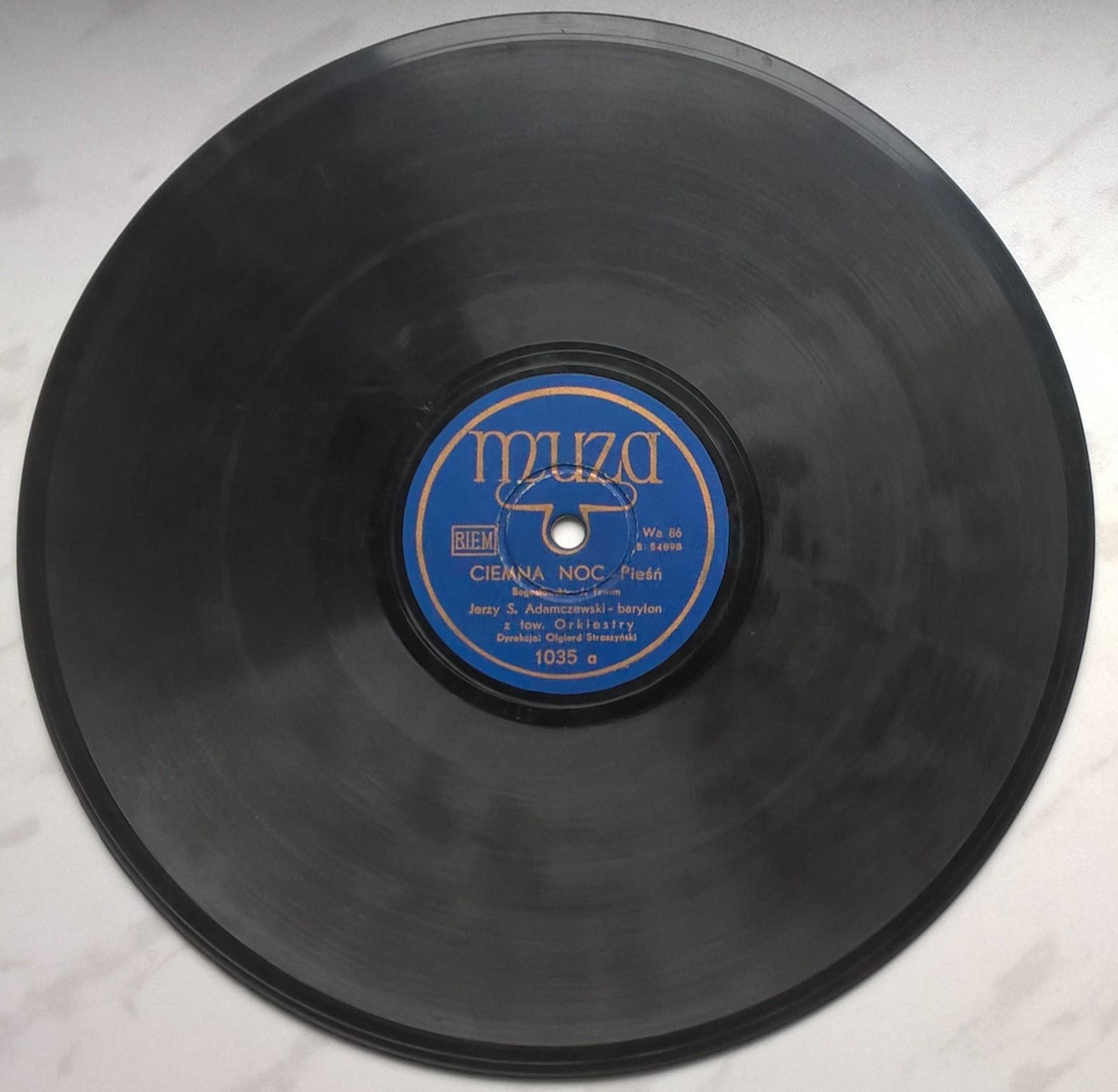 Płyta szelakowa Muza - pieśni: "Ciemna noc" oraz "Płatki śniegu"