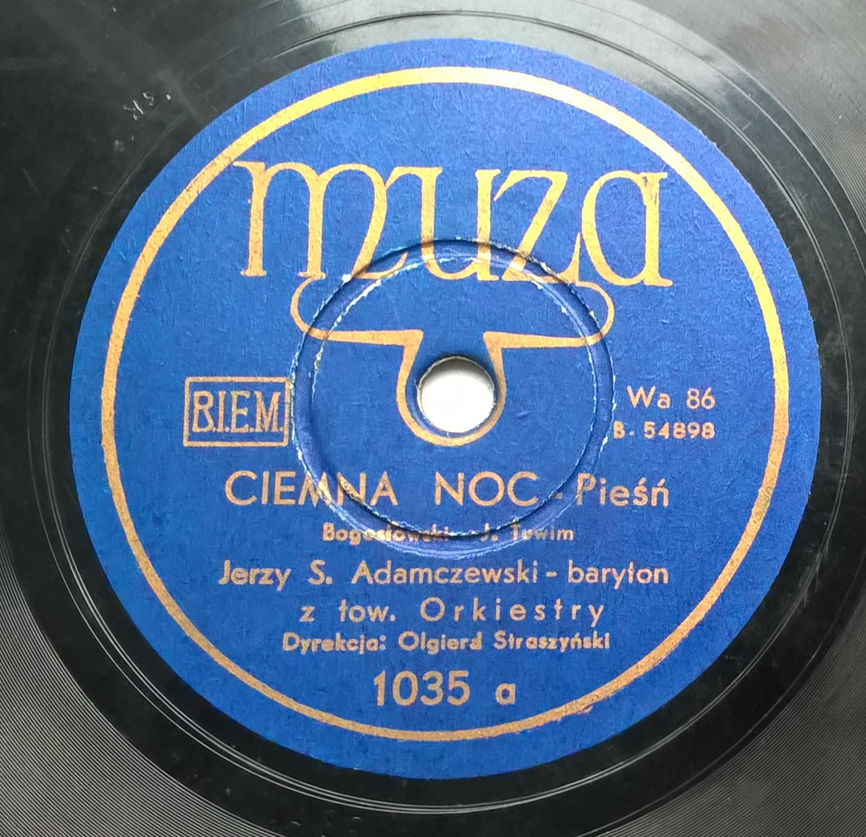 Płyta szelakowa Muza - pieśni: "Ciemna noc" oraz "Płatki śniegu"