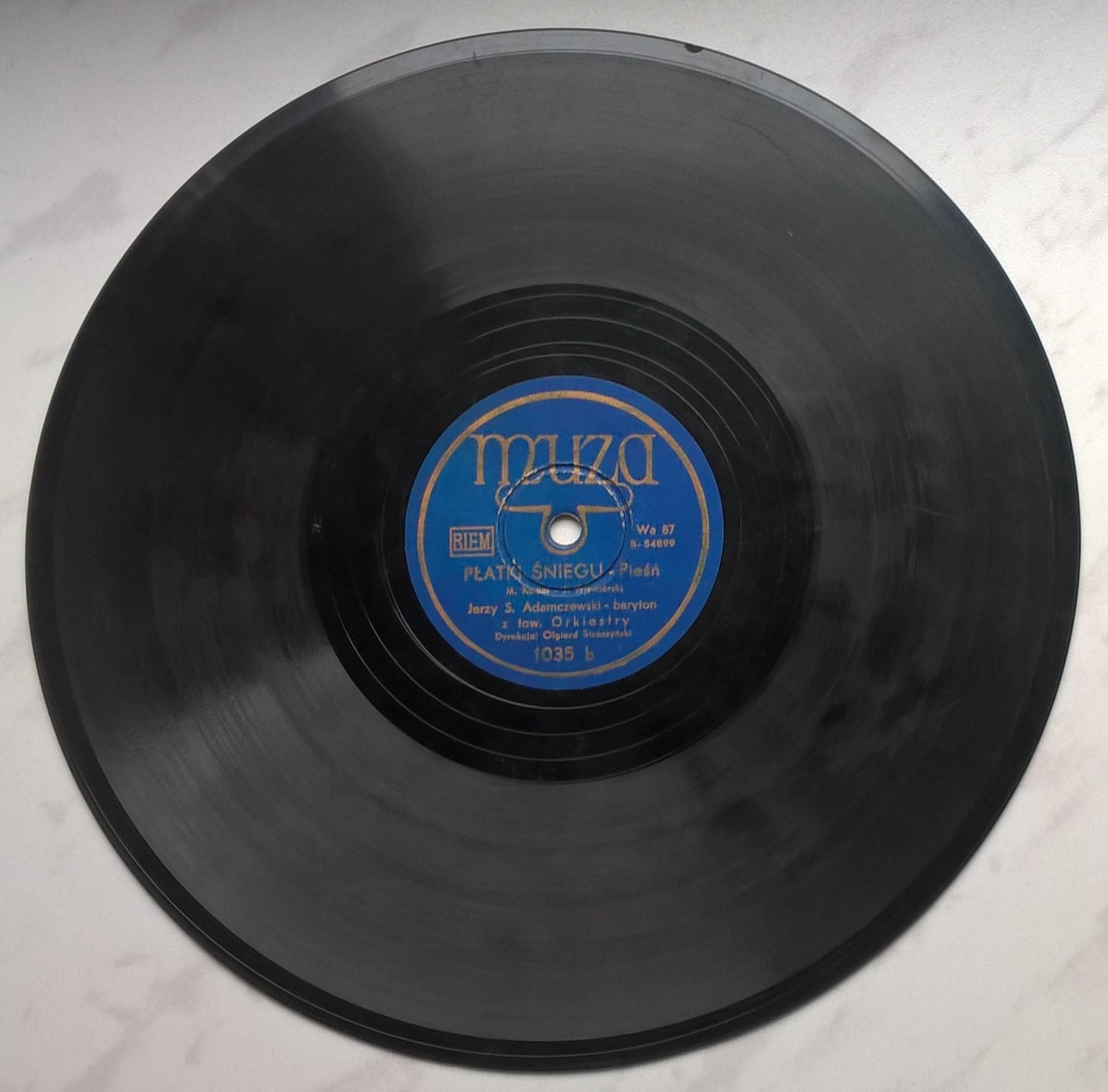 Płyta szelakowa Muza - pieśni: "Ciemna noc" oraz "Płatki śniegu"