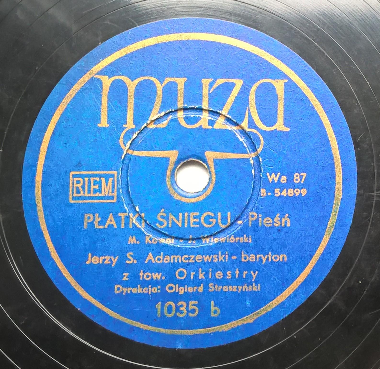 Płyta szelakowa Muza - pieśni: "Ciemna noc" oraz "Płatki śniegu"