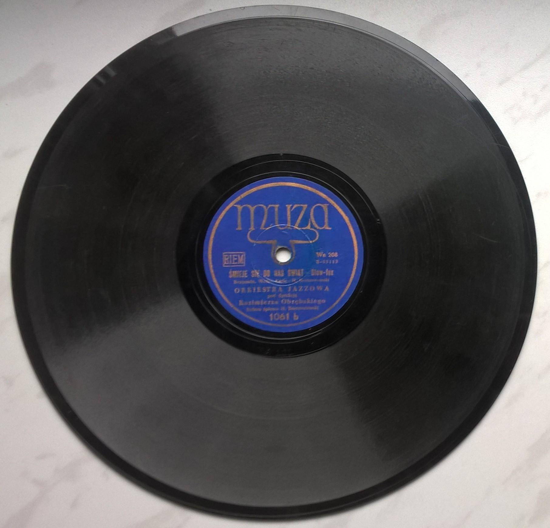 Płyta szelakowa Muza - Fox-swing "Mów mi Ty" oraz Slow-fox "Śmieje się do nas świat"