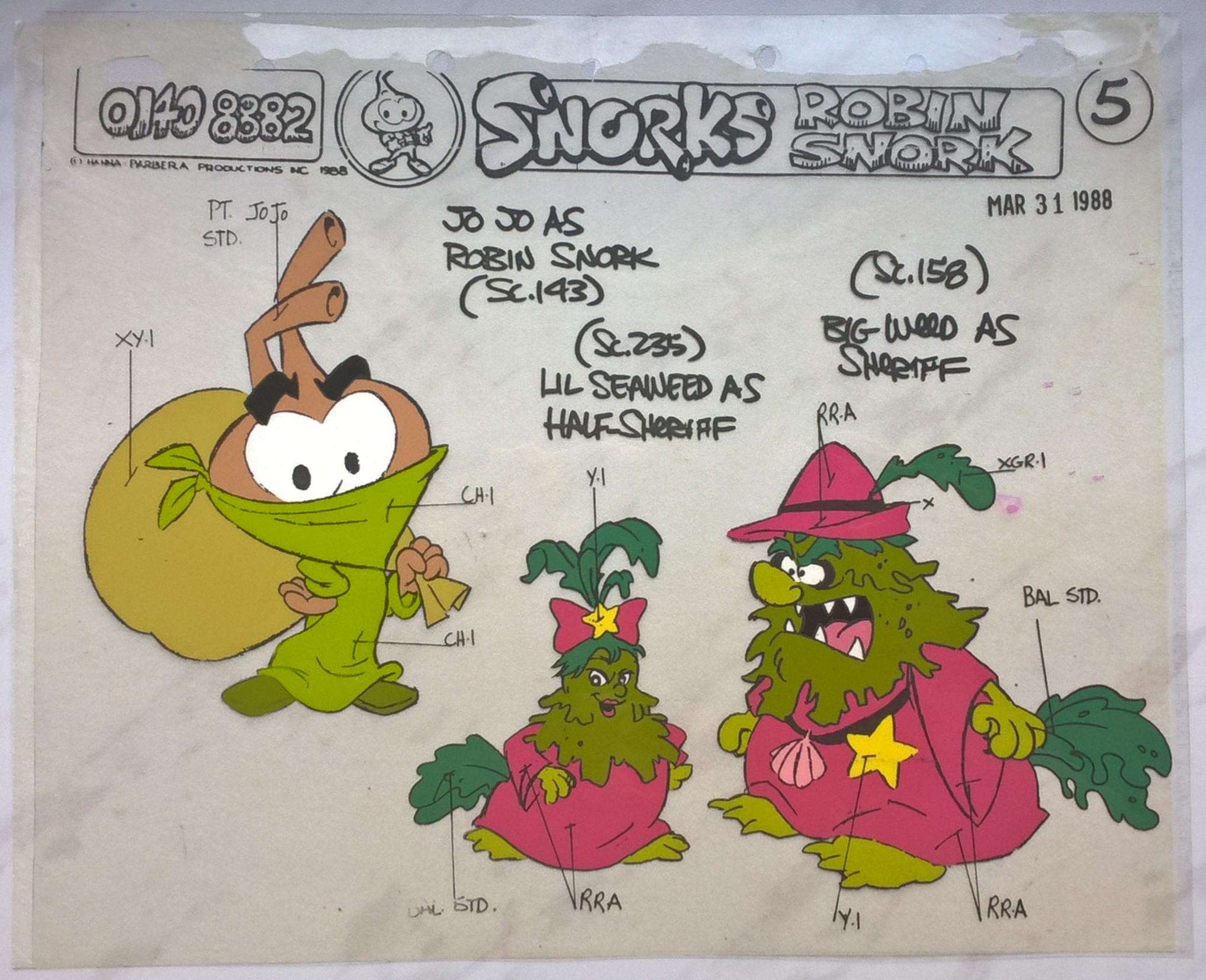 Folia animacyjna SNORKS – ROBIN SNORK: Jo Jo, Lil Seaweed i Big Weed, 1988 r.