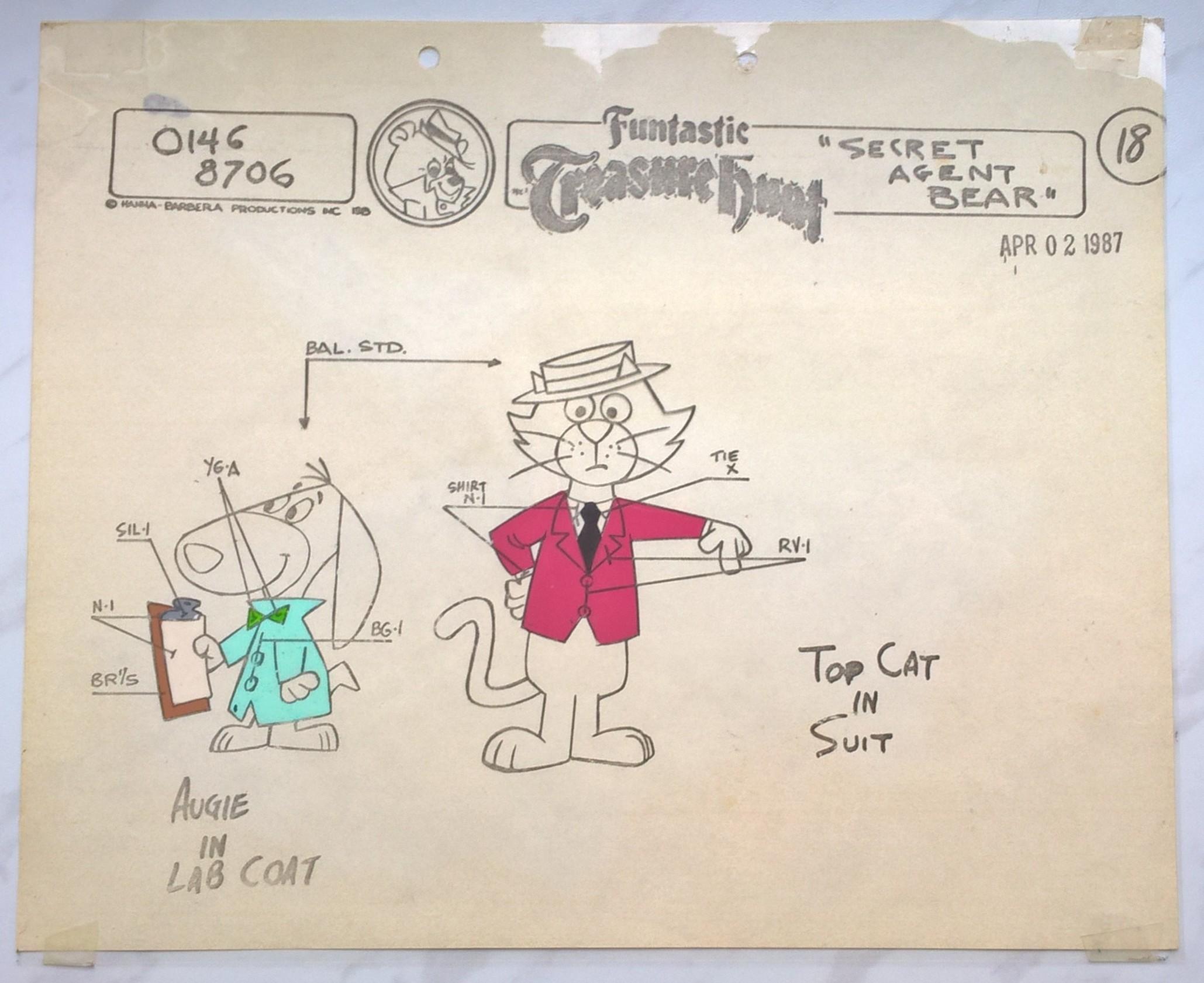 Folia animacyjna z bajki „MIŚ YOGI – TOP CAT IN SUIT oraz AUGIE IN LAB COAT” – Hanna-Barbera, 1987r.