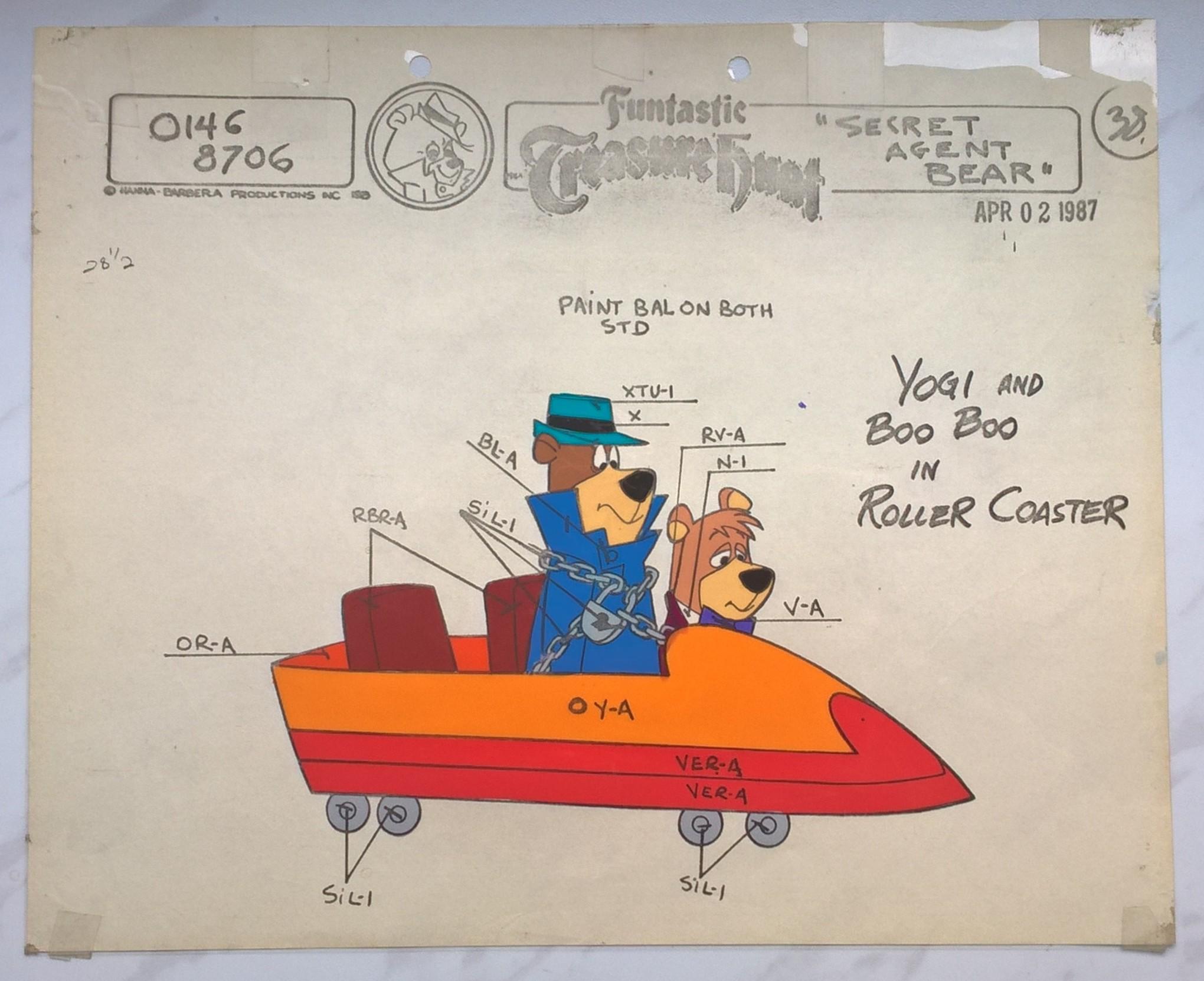 Folia animacyjna z bajki „MIŚ YOGI – YOGI AND BOO BOO IN ROLLER COASTER” – Hanna-Barbera, 1987 r.
