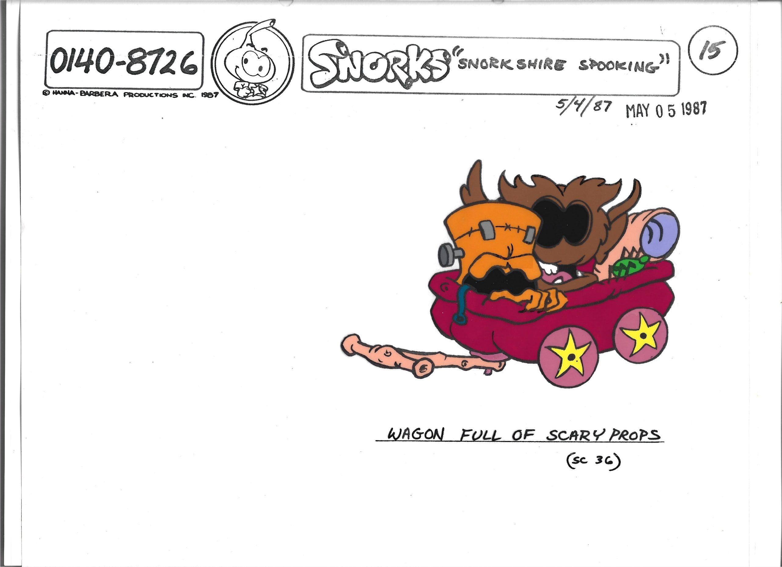 Folia animacyjna SNORKS – SNORKSHIRE SPOOKING: Wagon full of scary props -1987 r.