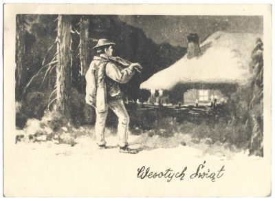 Pocztówka - Wesołych Świąt, 1952 r. [Boże Narodzenie]