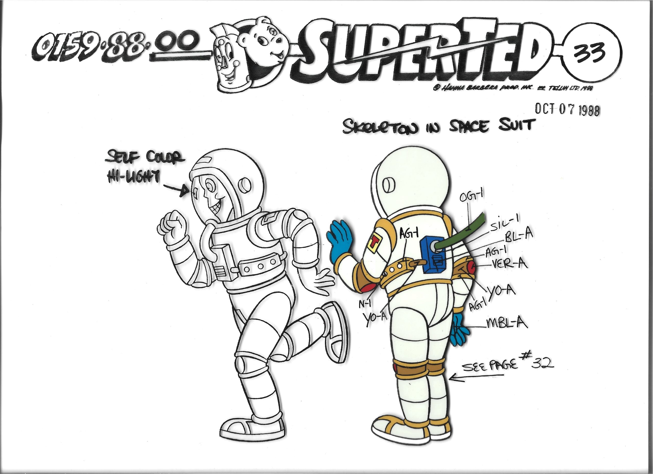 Folia animacyjna z bajki „SUPERTED” – Skeleton in space suit – Hanna-Barbera, POLAND, 1988 r.