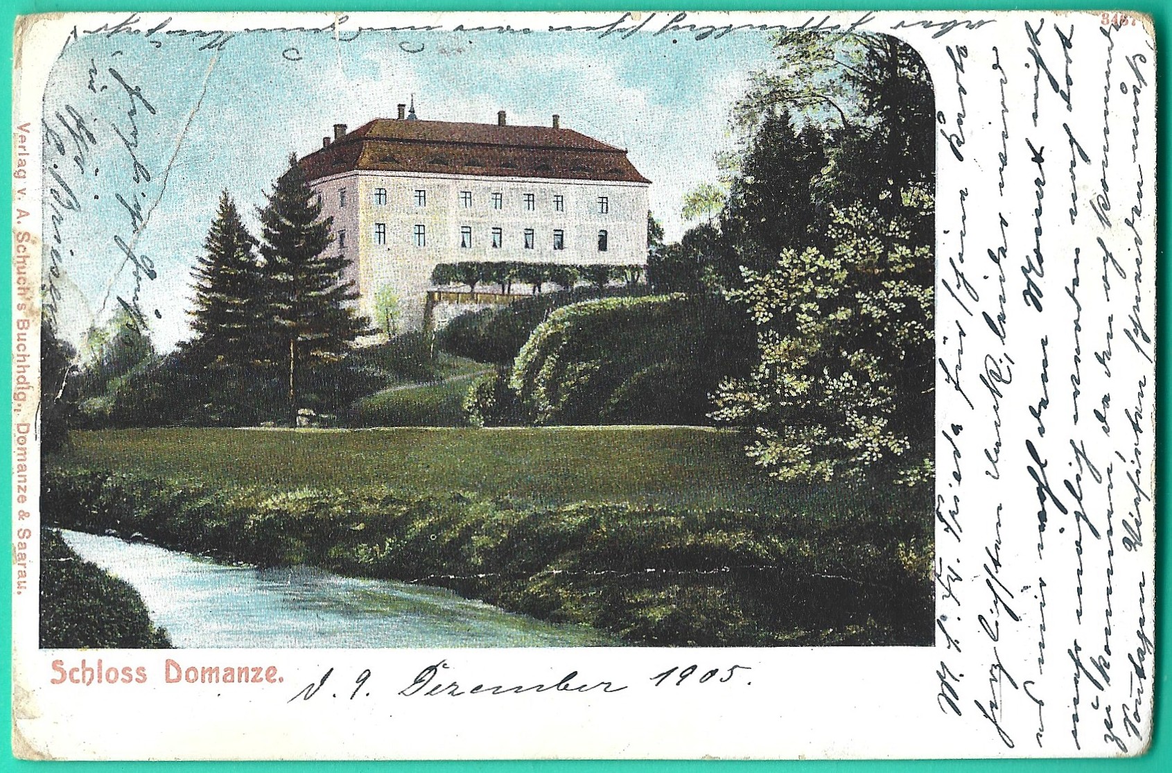 Pocztówka - Schloss Domanze - Zamek Domanice (Dolny Śląsk), 1905 r.