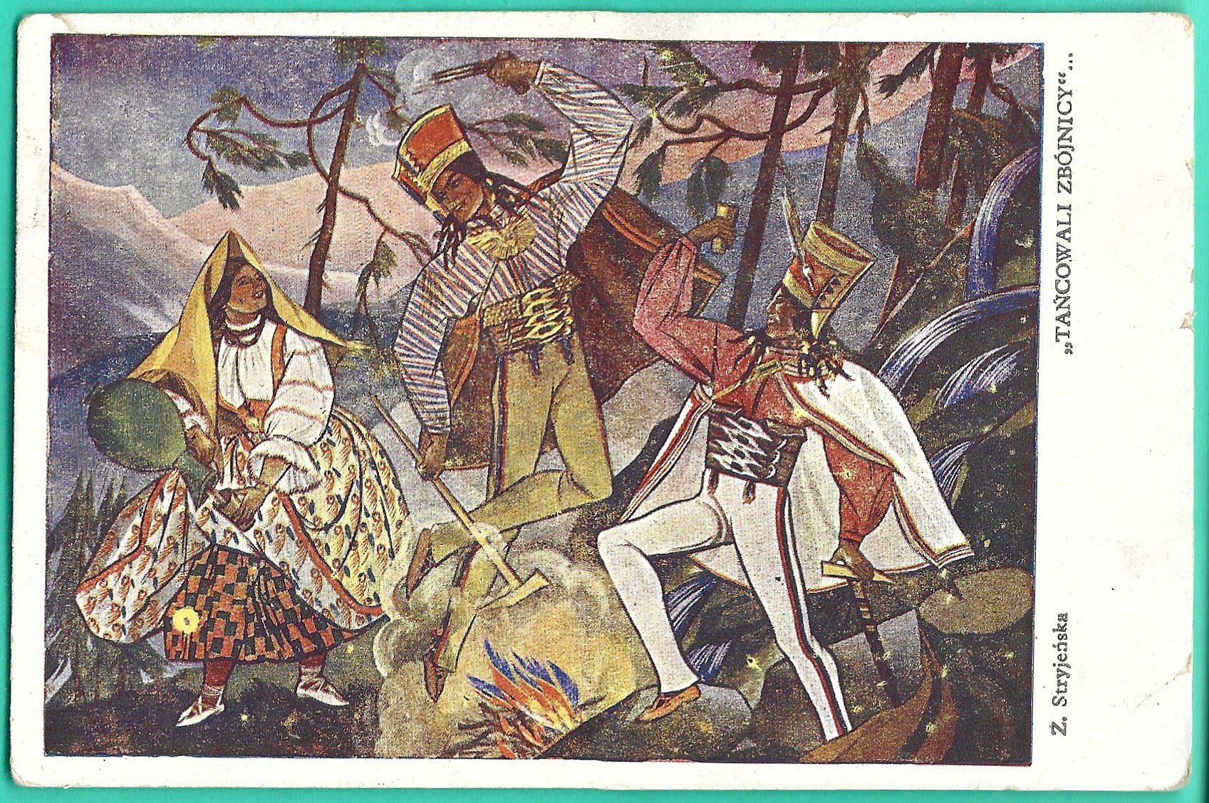 Pocztówka – MALARSTWO POLSKIE – „Tańcowali Zbójnicy” Zofia Stryjeńska, 1950 r.