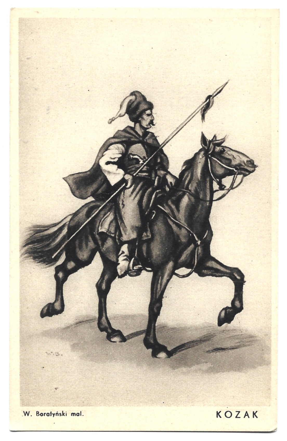 Pocztówka - KOZAK, mal. W. Boratyński