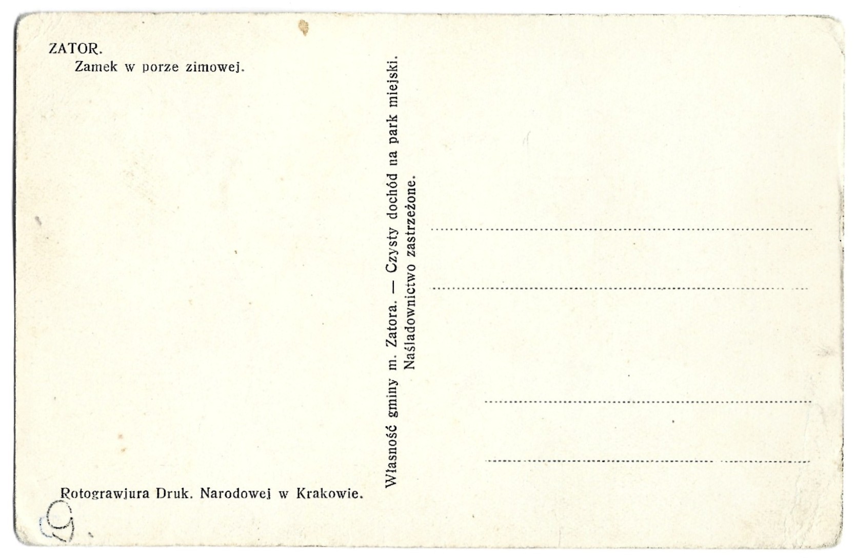 Pocztówka - ZATOR. Zamek w porze zimowej