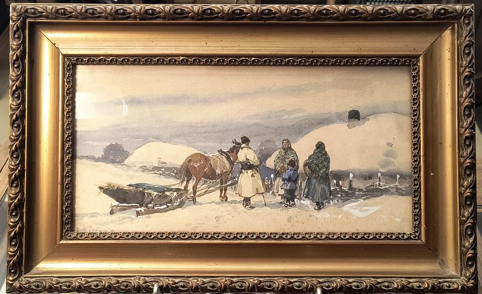 Obraz - pejzaż zimowy, zaprzęg konny - Adam Setkowicz