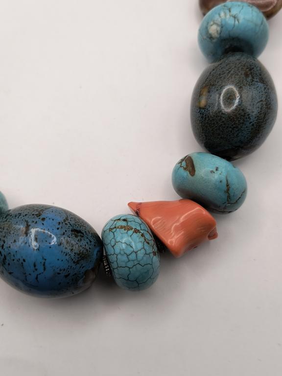 Duży naszyjnik z korali i turkusów