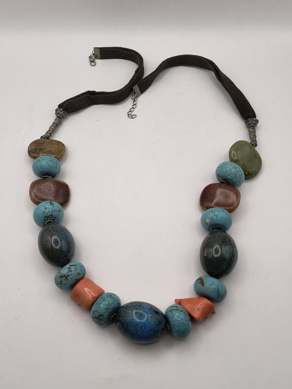 Duży naszyjnik z korali i turkusów