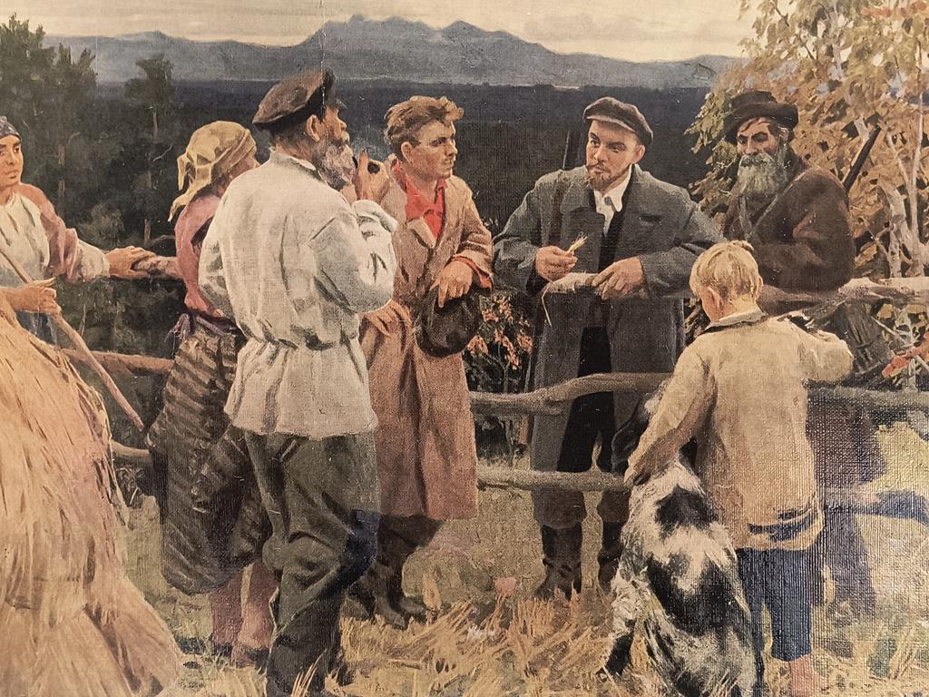 Plakat propagandowy "W. I. Lenin wśród chłopów wsi Szuszenski" - mal. V. N. Basov