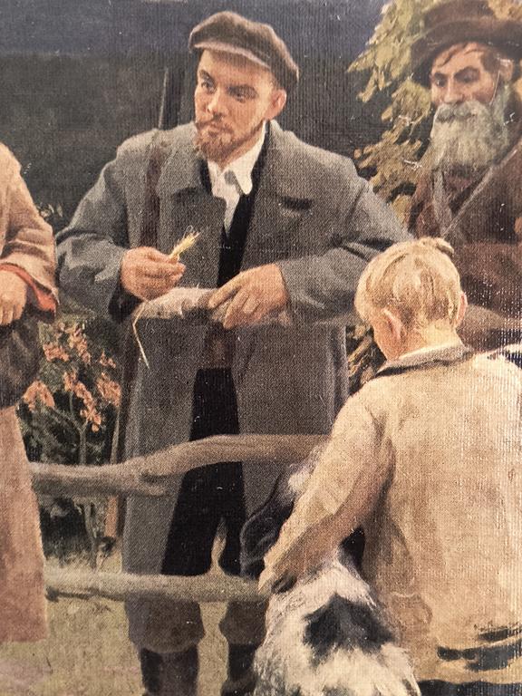 Plakat propagandowy "W. I. Lenin wśród chłopów wsi Szuszenski" - mal. V. N. Basov